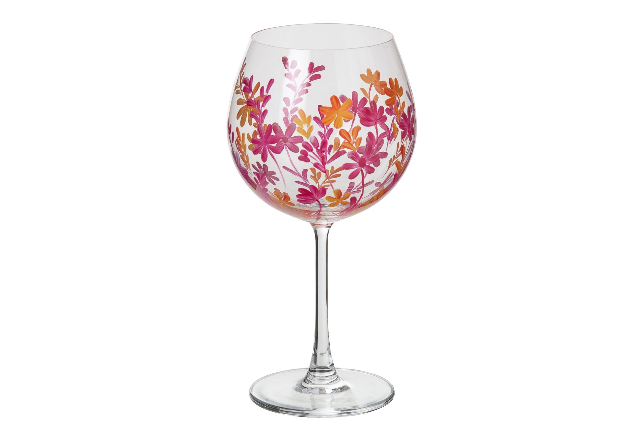J-Line Verre à vin fleurs rose/orange