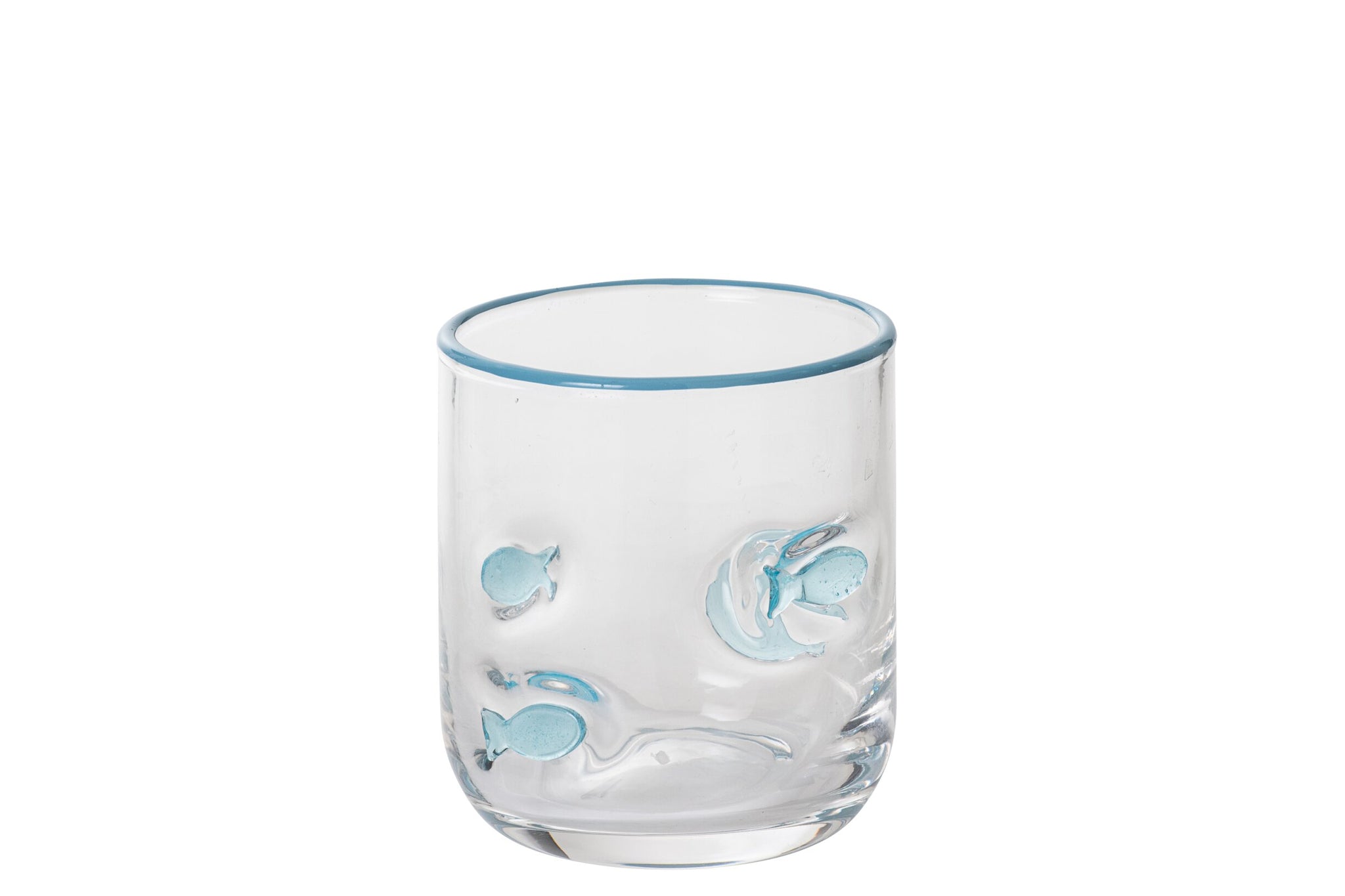 J-Line Petit verre à eau poisson transparent/bleu clair