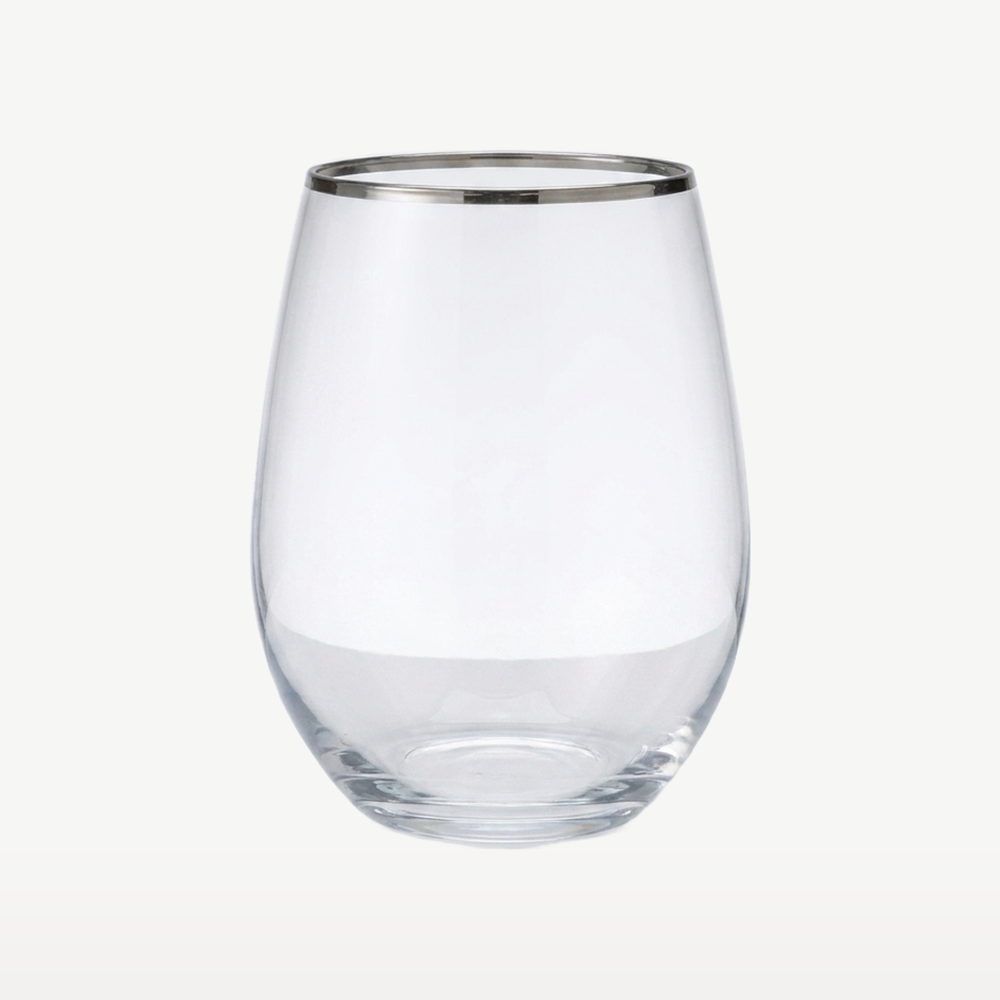 J-Line Waterglas Bol Zilveren Rand Transparant/Zilver - Glazen.nl