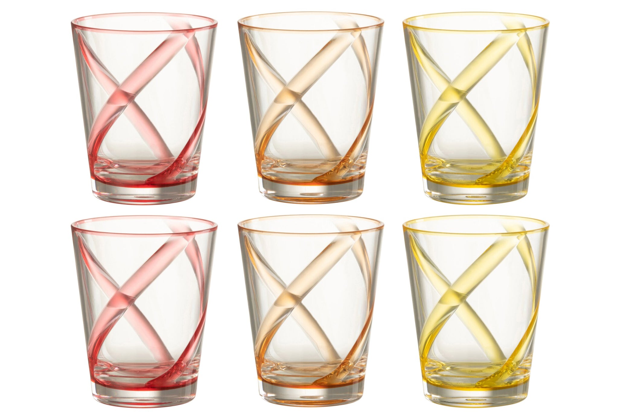 J-Line Verre à eau 44 Cl incassable à motifs linéaires assortis - 6 pièces
