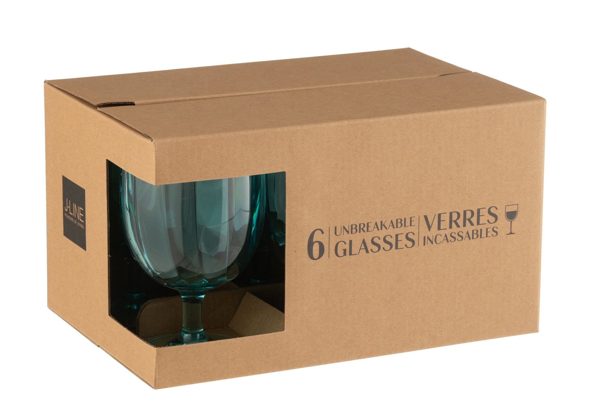 J-Line Verre à vin 31 Cl incassable bleu - 6 pièces