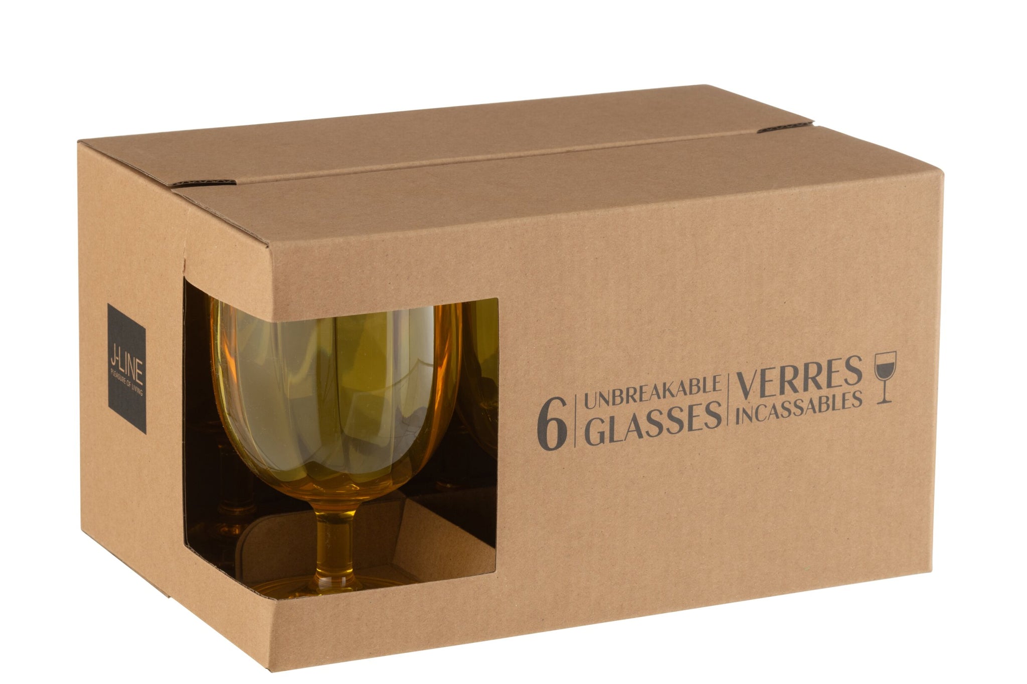 J-Line Verre à vin 31 Cl incassable jaune - 6 pièces