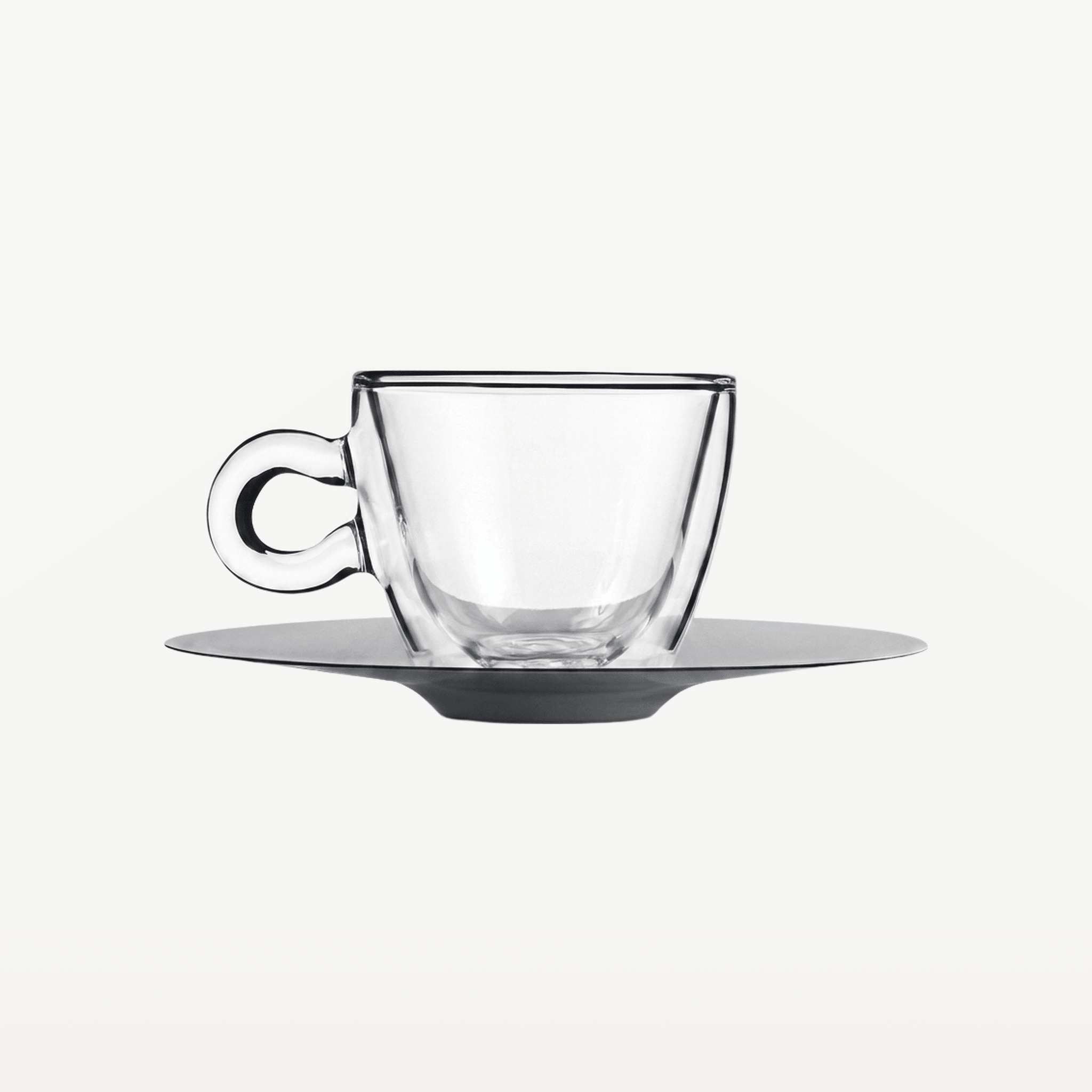 Luigi Bormioli Thermic Glass Espressoglas 6,5 Cl Met Rvs Schotel - 2 Stuks - Glazen.nl