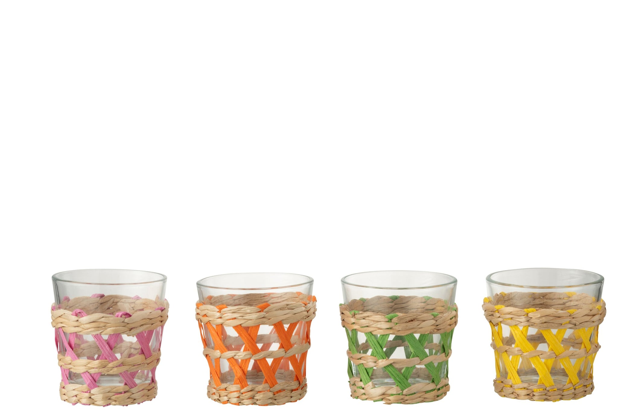 J-Line petit verre à eau tressé assorti - 4 pièces