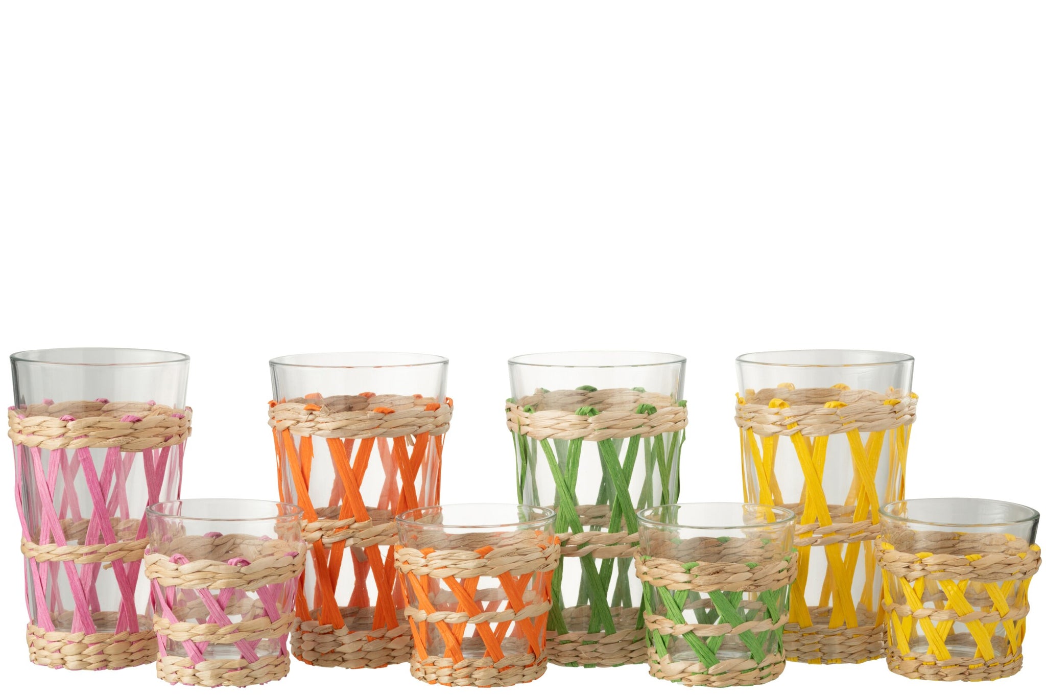 J-Line Grand verre à eau tressé assorti - 4 pièces