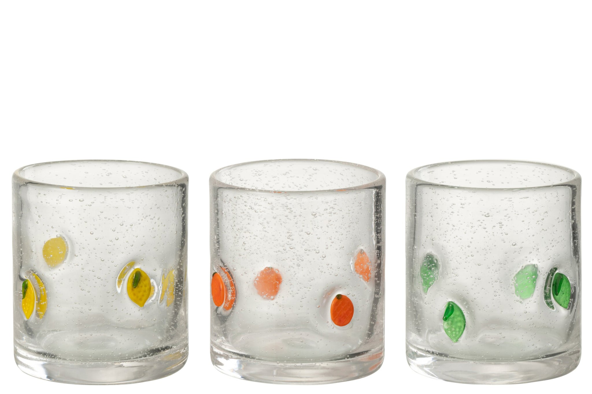J-Line Petit verre à eau agrumes assortis - 3 pièces