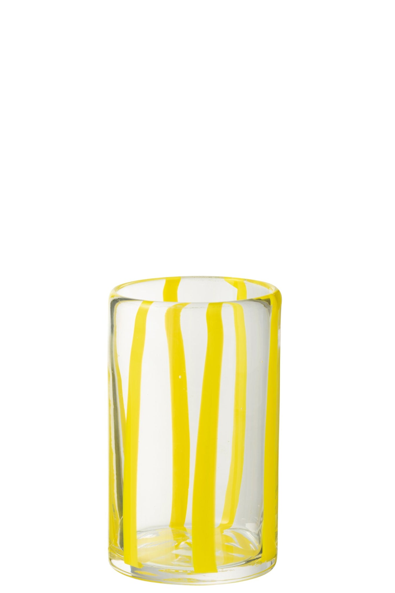 J-Line Verre à eau rayé transparent/jaune
