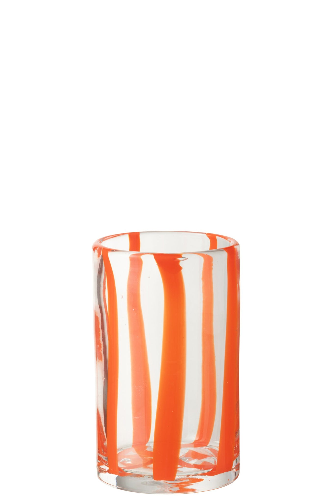J-Line Verre à eau rayé transparent/orange