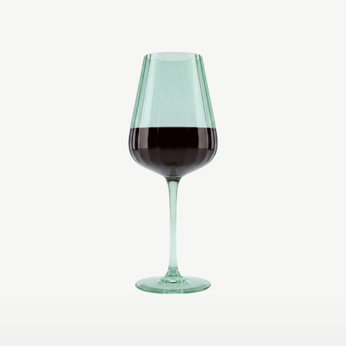 J-Line Wijnglas 56,6 Cl Geribbeld Groen - Glazen.nl