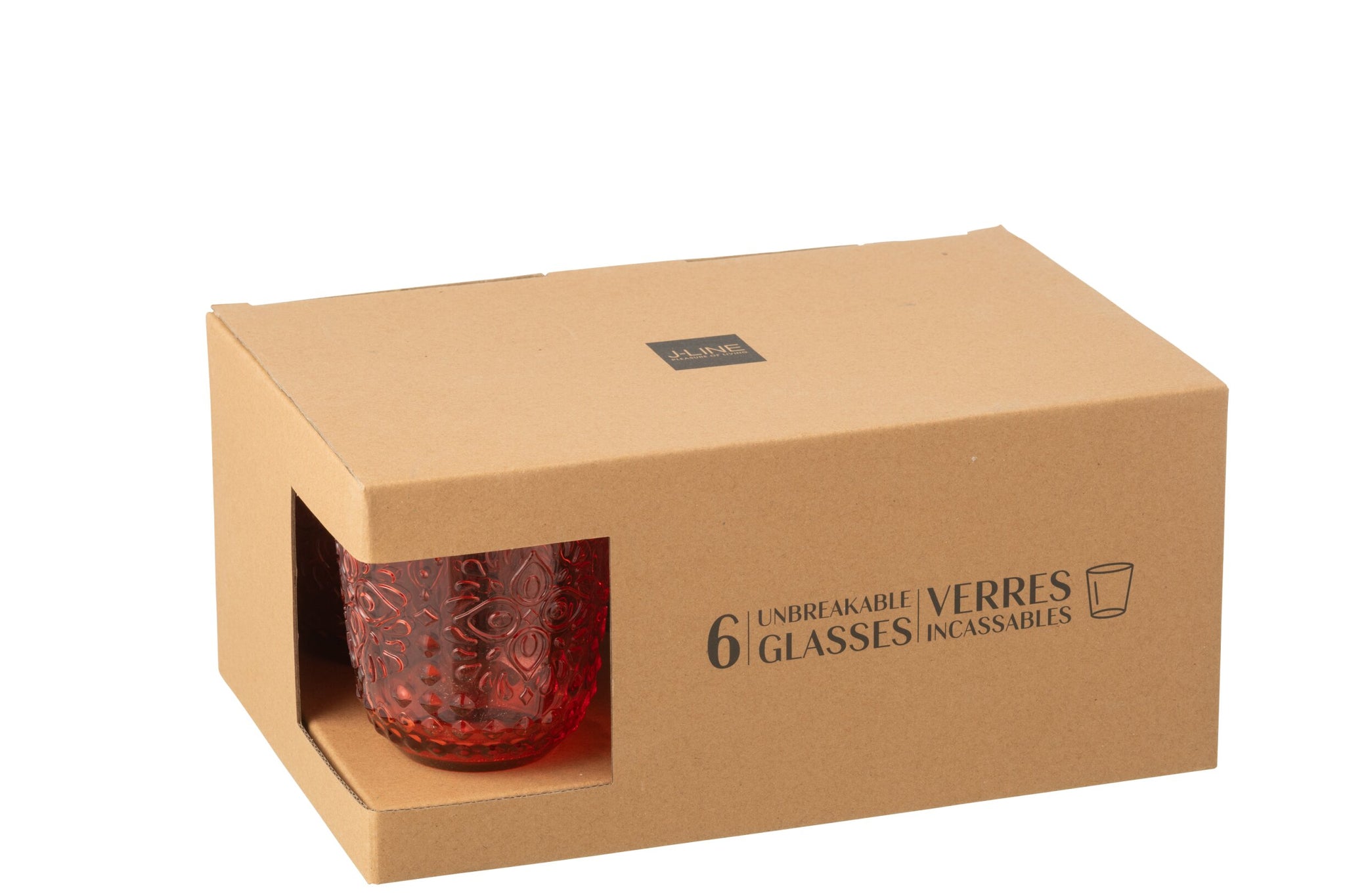 J-Line Verre à eau incassable rouge - 6 pièces
