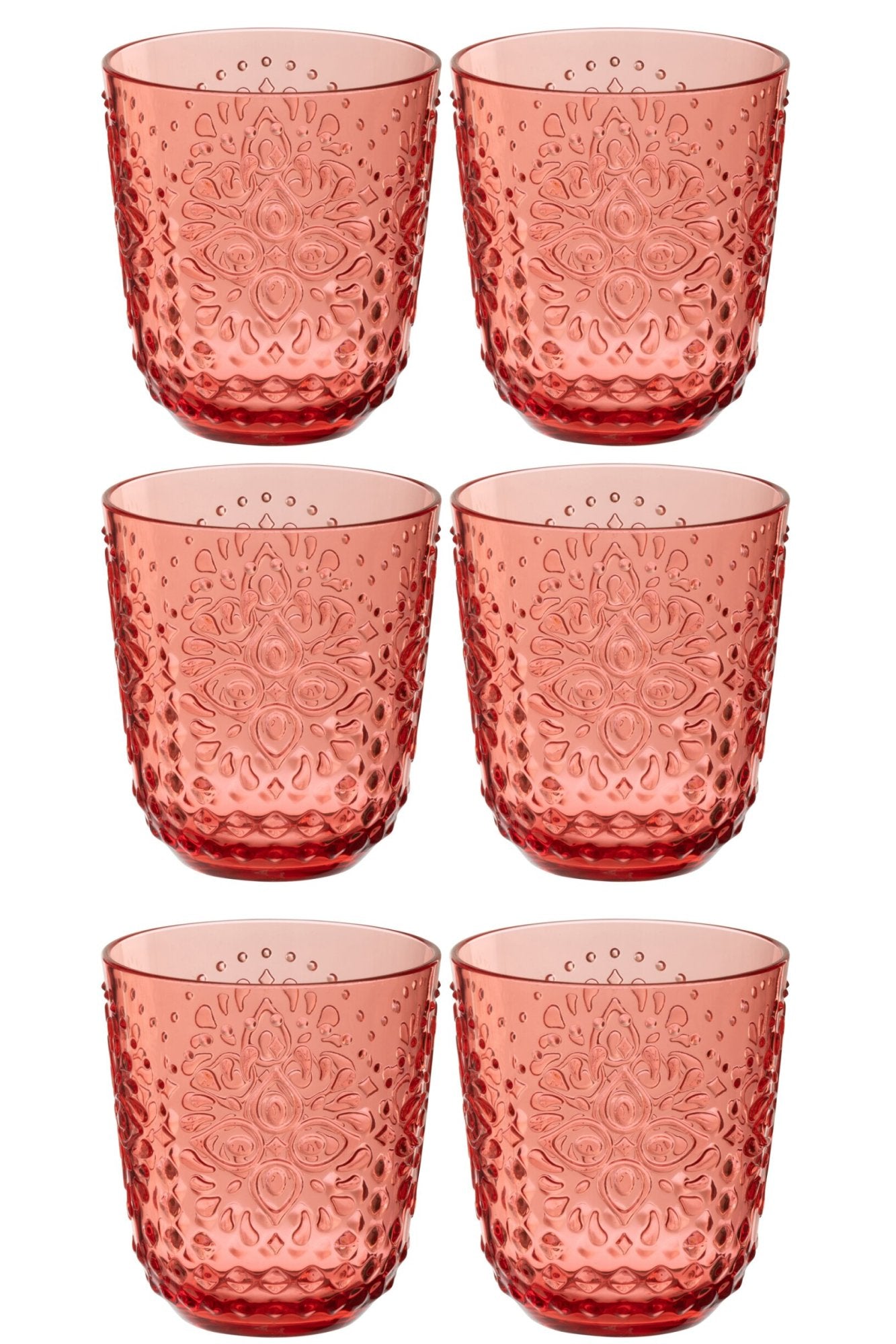 J-Line Verre à eau incassable rouge - 6 pièces