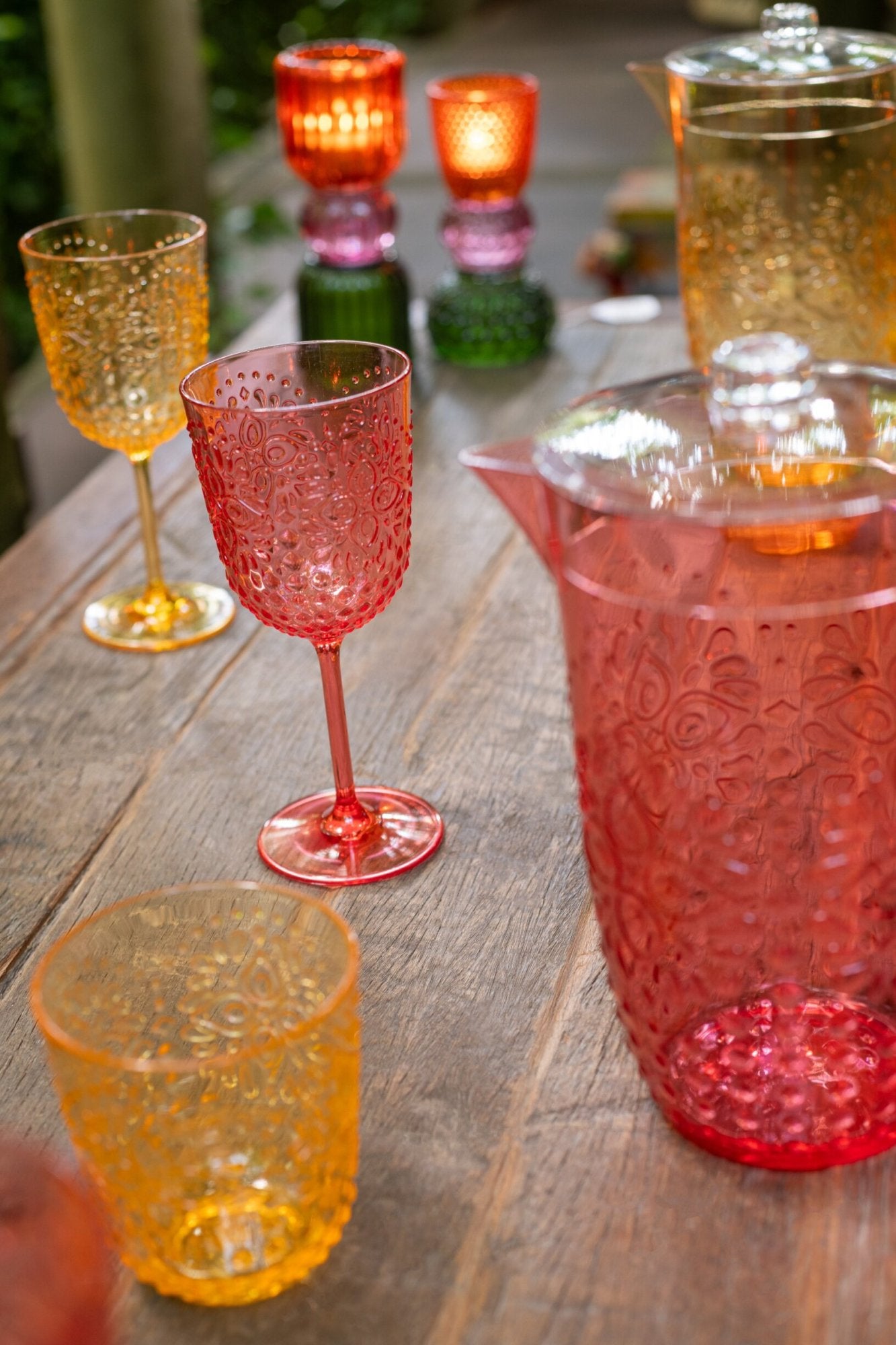 J-Line Verre à vin en plastique rouge - 6 pièces
