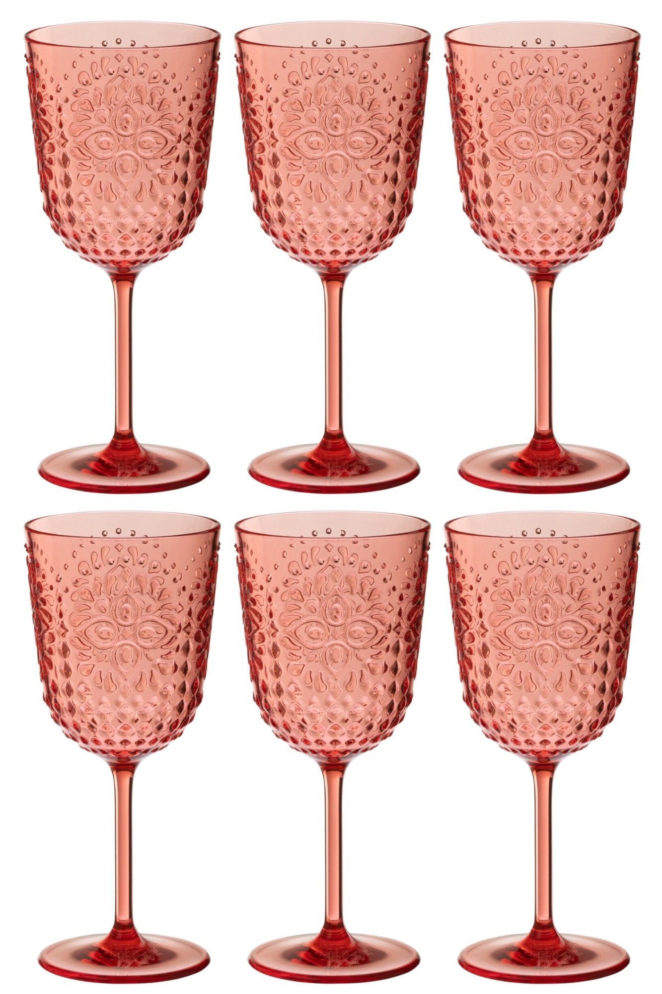 J-Line Verre à vin en plastique rouge - 6 pièces
