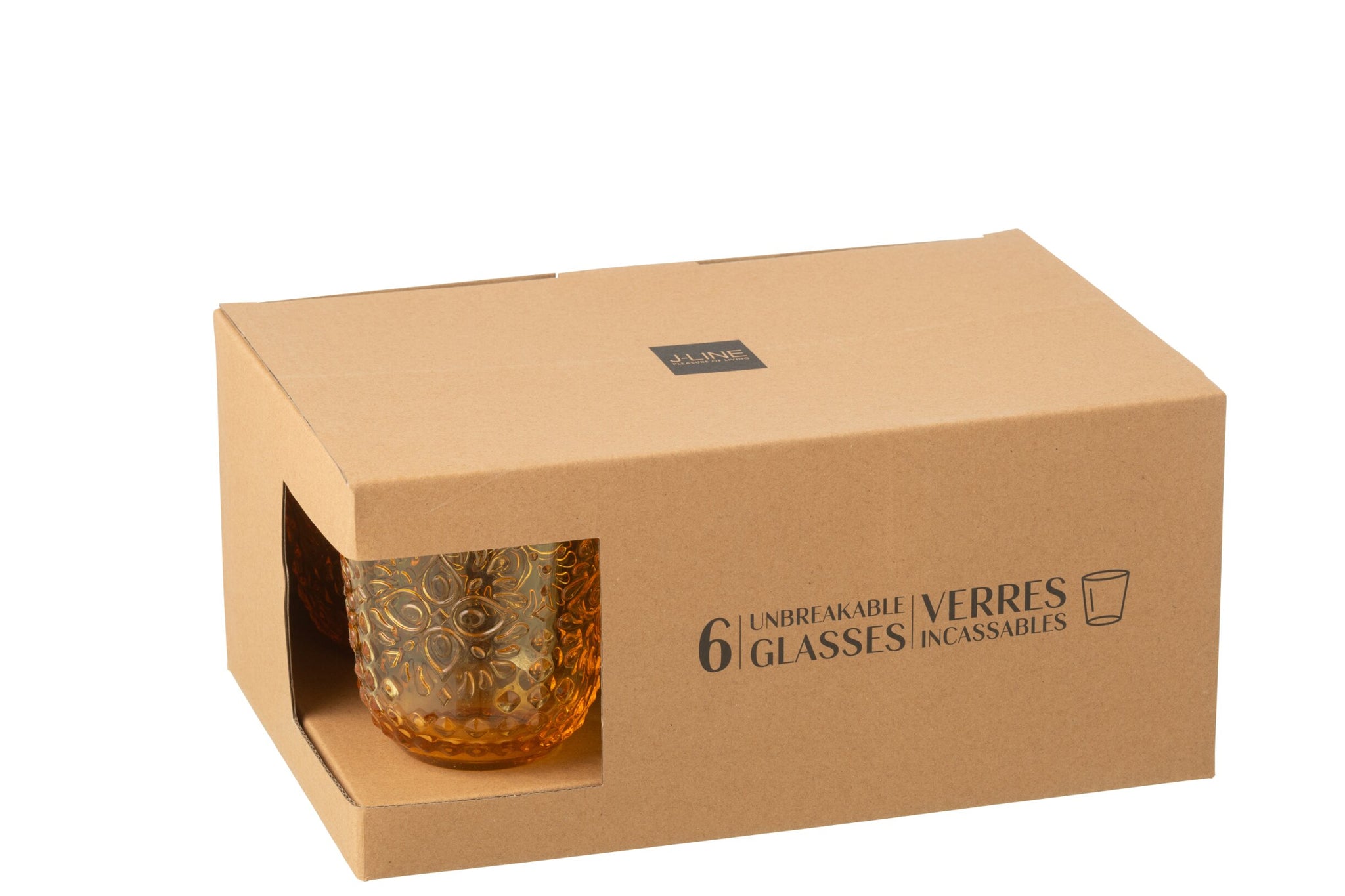J-Line Verre à eau incassable jaune - 6 pièces