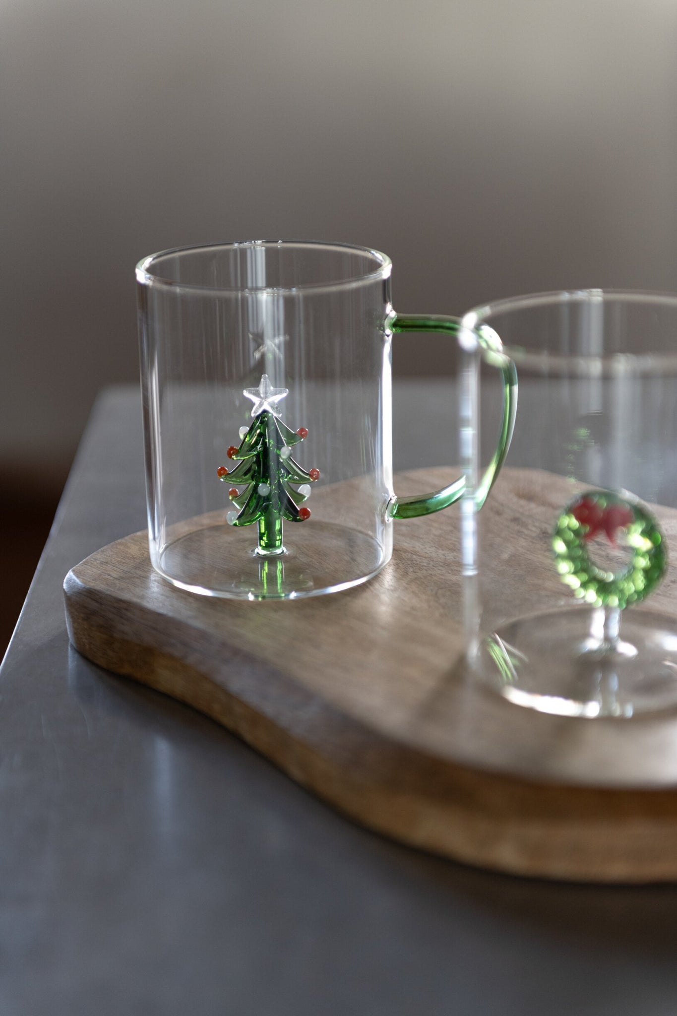 J-Line Verre à eau 42 Cl sapin de Noël transparent/assorti
