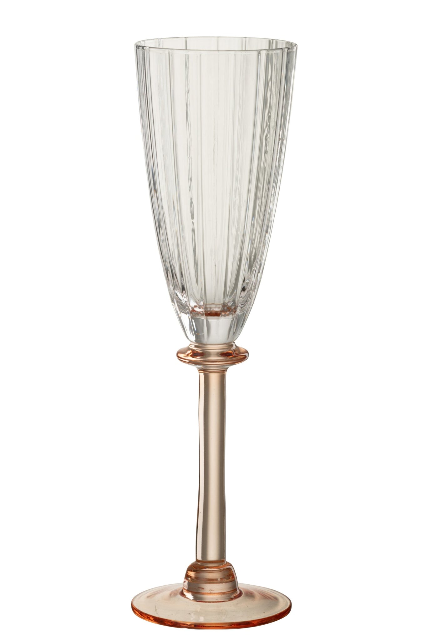 J-Line verre à champagne rayé transparent/rose saumon