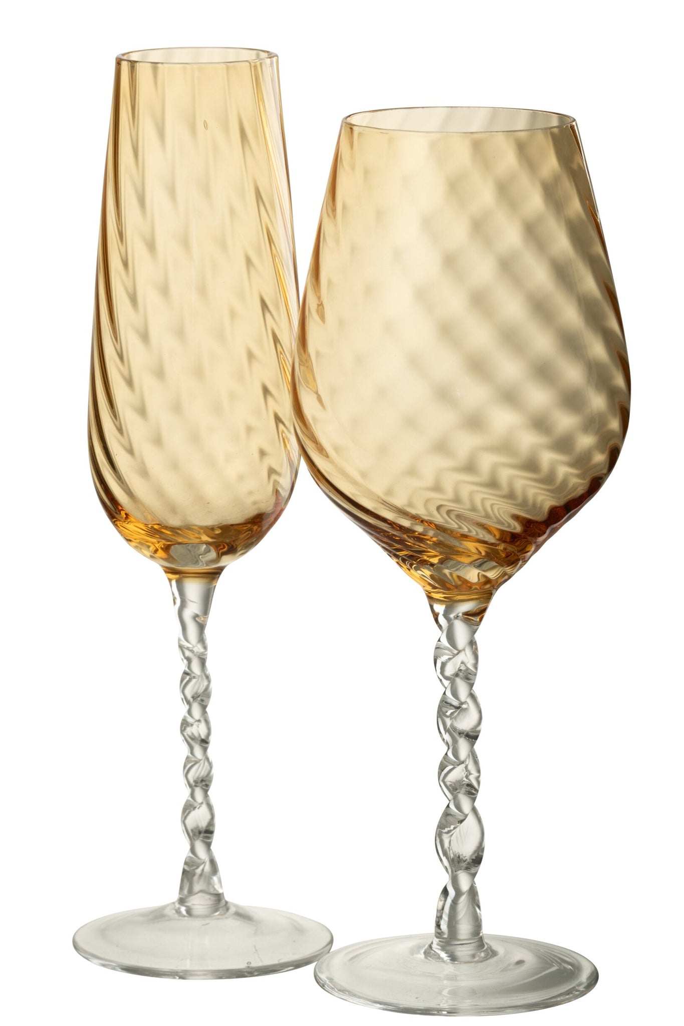 J-Line verre à champagne rayé caramel