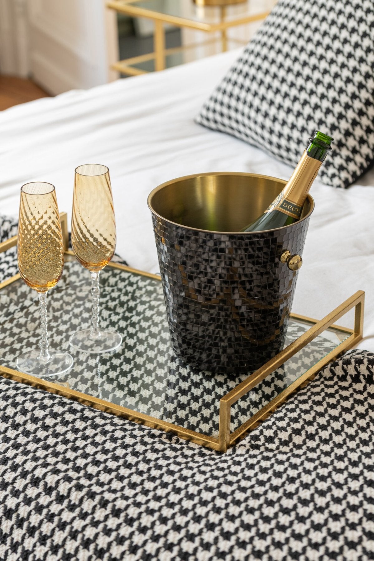 J-Line verre à champagne rayé caramel