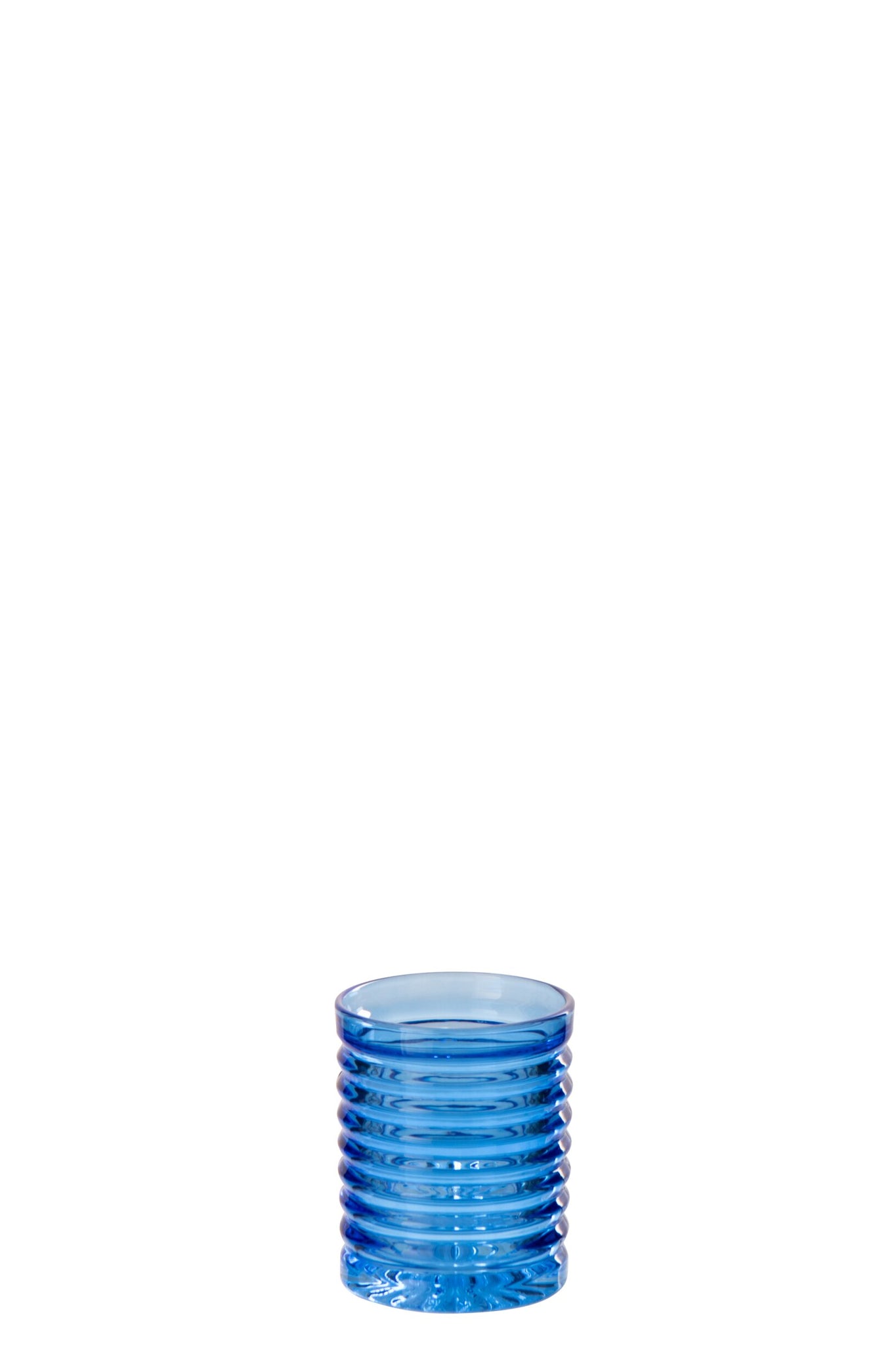 J-Line Verre à eau côtelé bleu cobalt