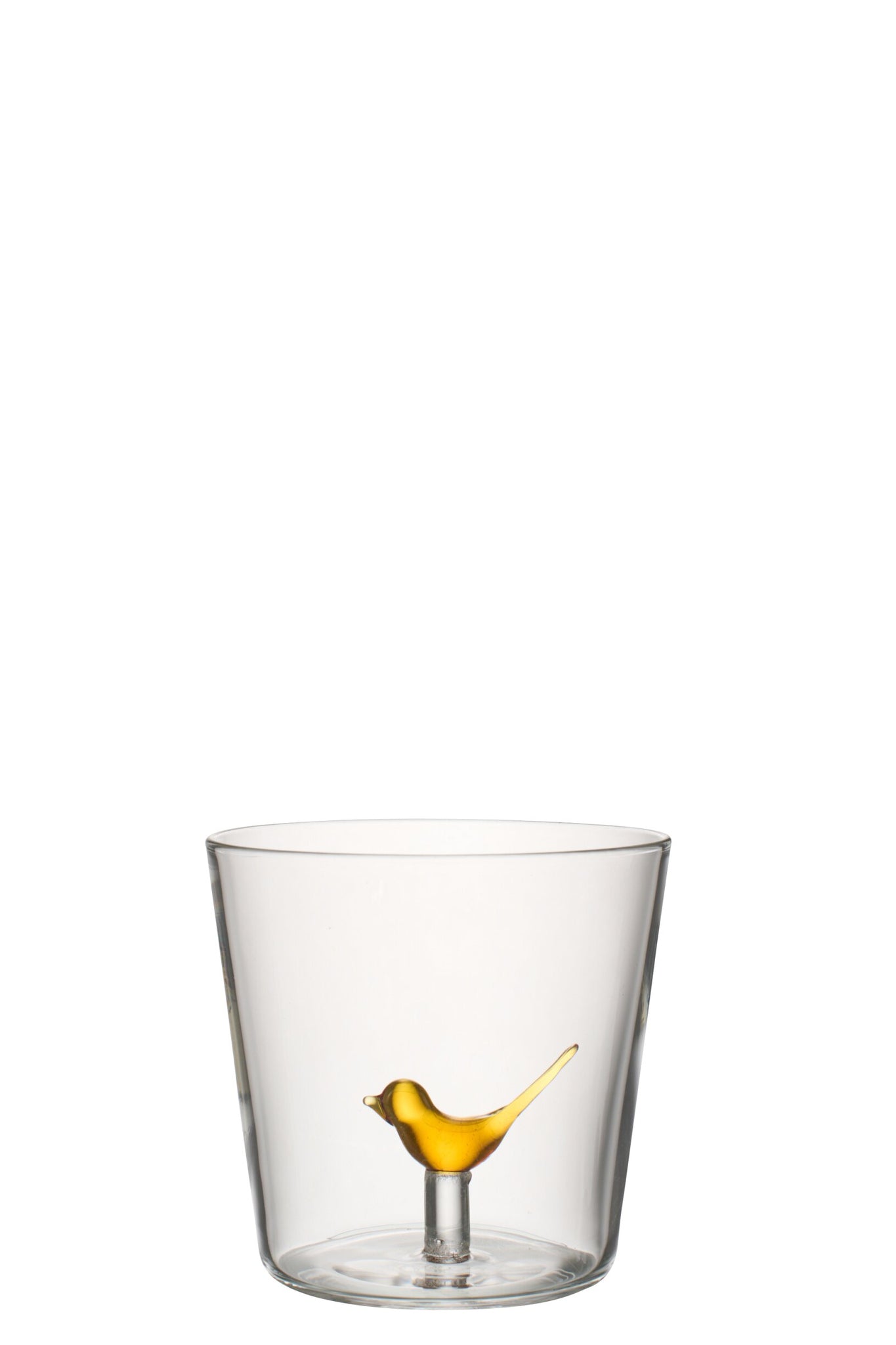 J-Line Verre à eau oiseau jaune ocre/transparent