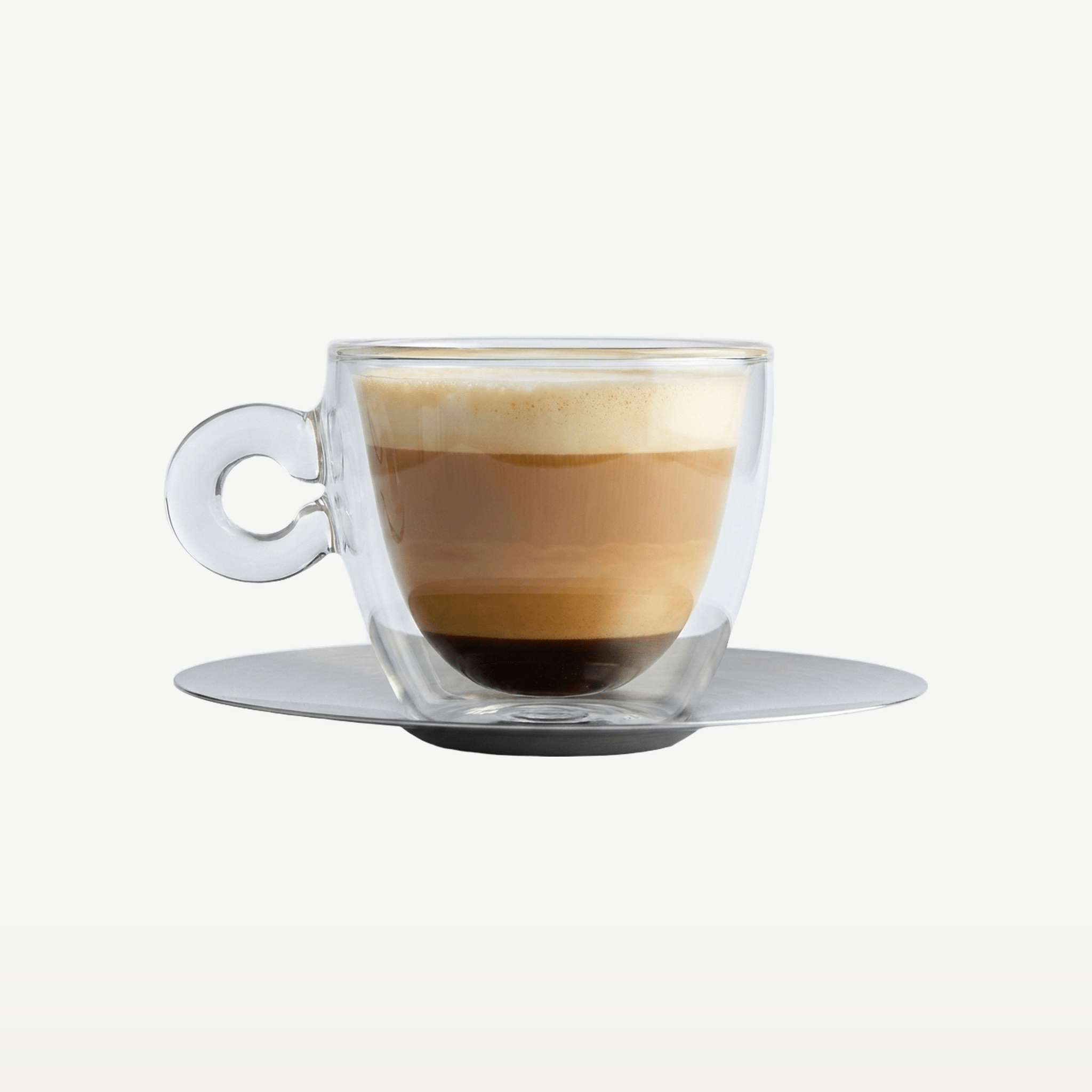 Luigi Bormioli Thermic Glass Cappuccinoglas 16,5 Cl Met Rvs Schotel - 2 Stuks - Glazen.nl