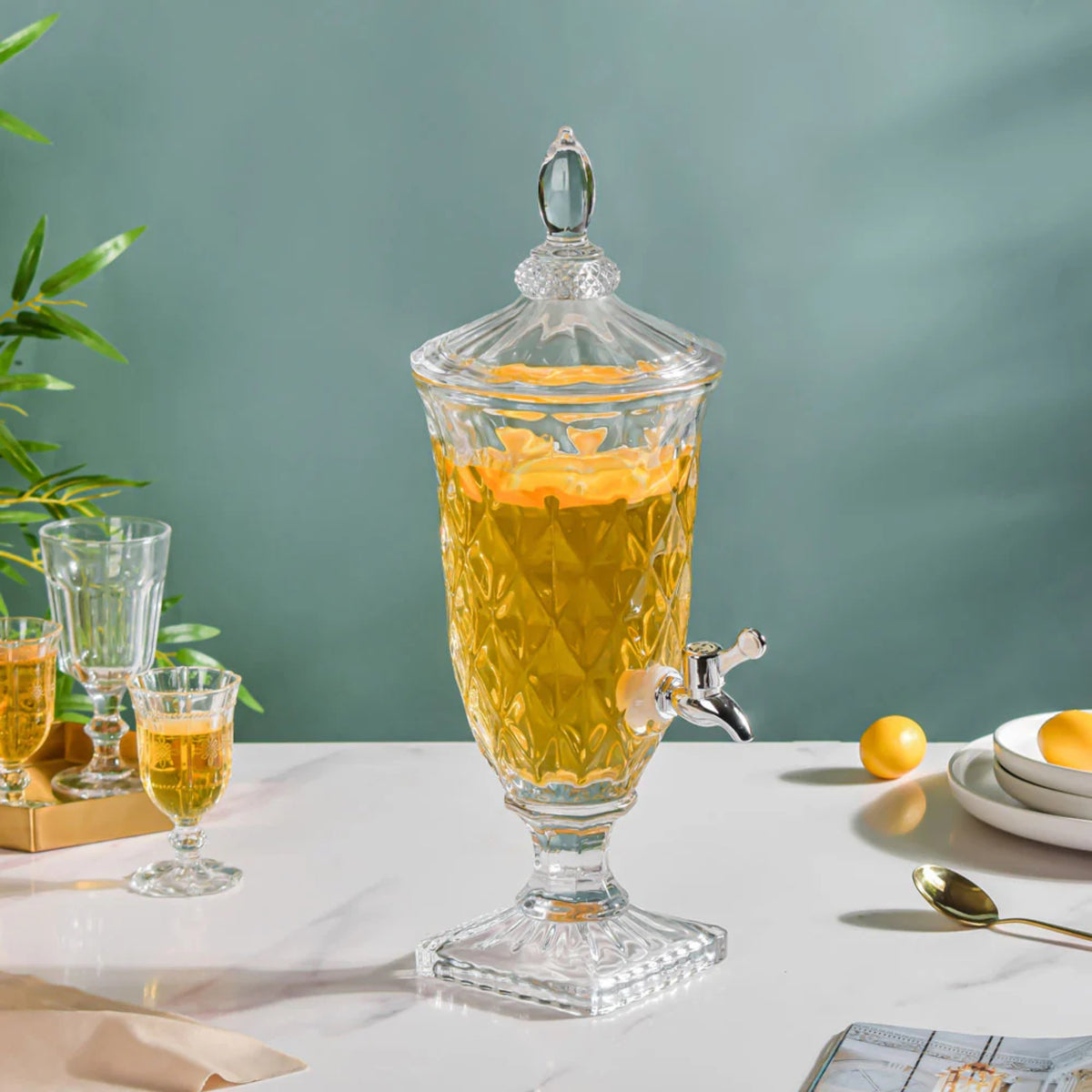 Bar Professional Drankdispenser Glas met Tap 5 Liter op tafel