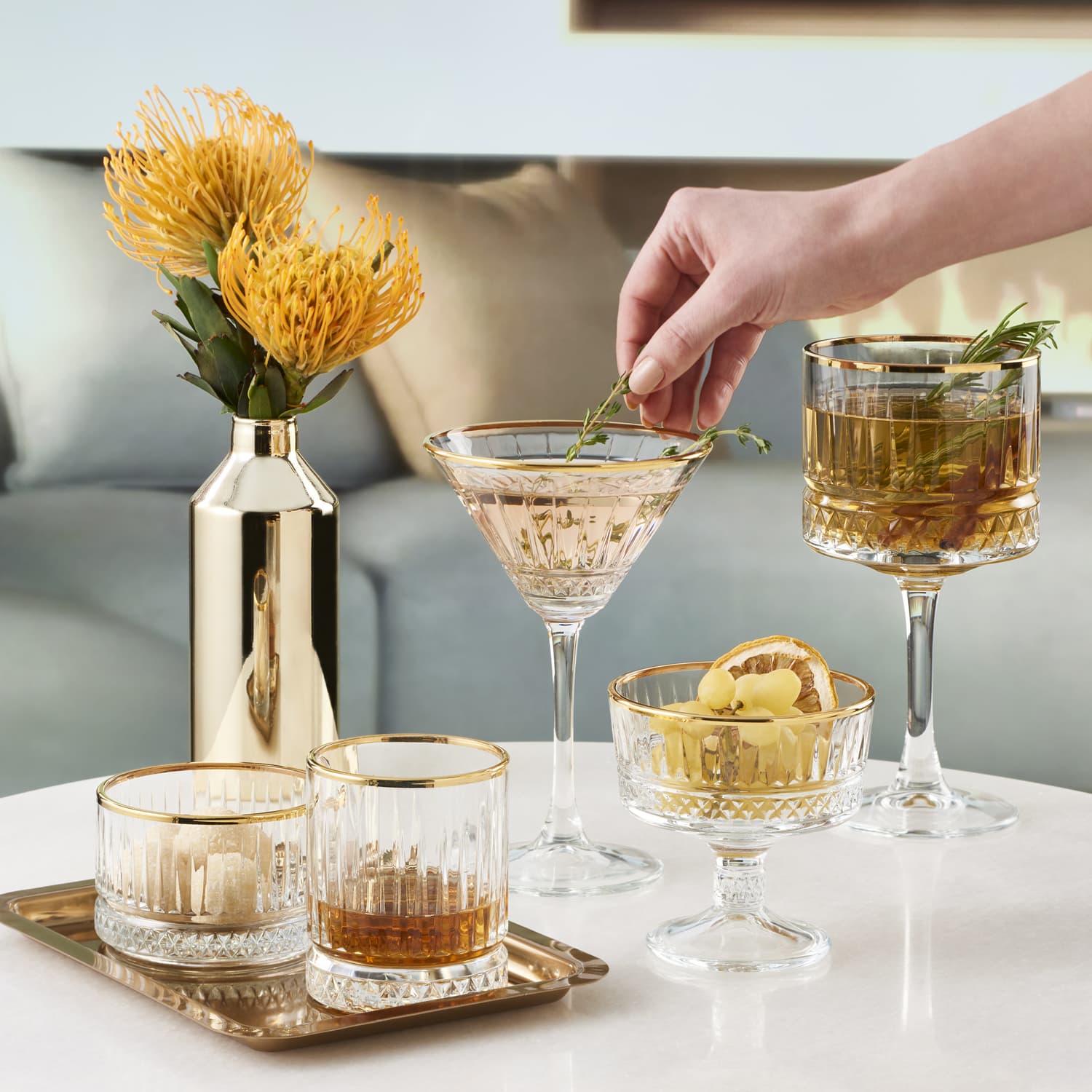 Pasabahce Elysia Tumbler 21 Cl Gouden Rand - 4 Stuks - Glazen.nl