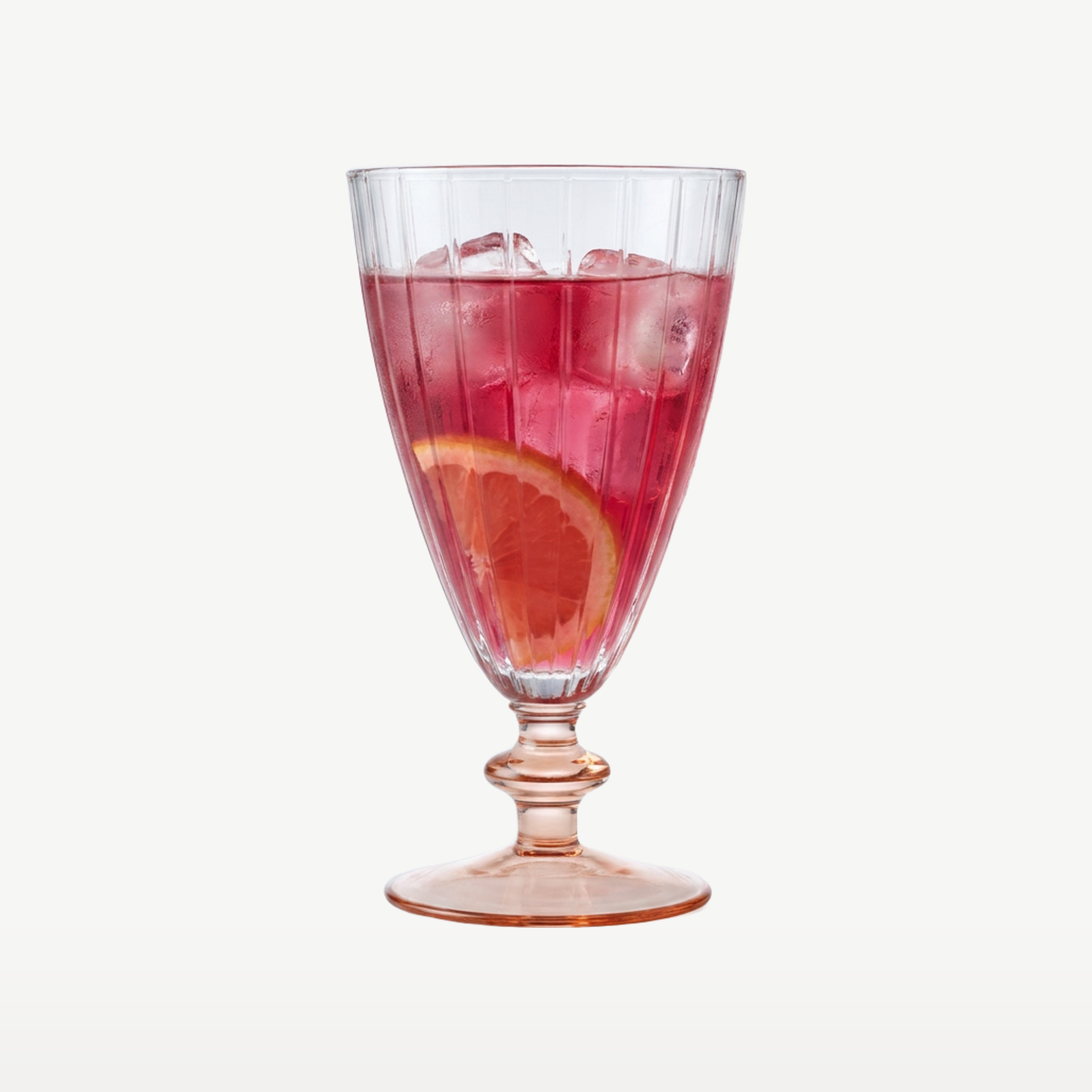 J-Line Waterglas Gestreept Transparant/Zalmroze - Glazen.nl