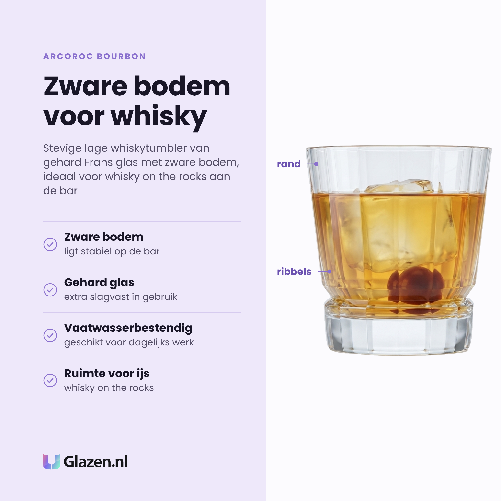Arcoroc Bourbon tumbler 32 cl eigenschappen: zware bodem, gehard glas, vaatwasserbestendig, ruimte voor ijs