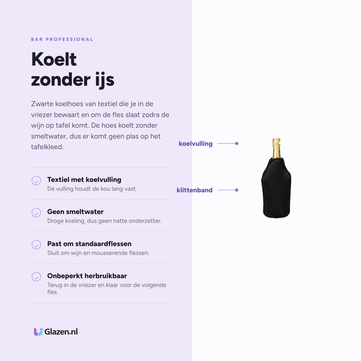 Eigenschappen van de Bar Professional Fresh Up Wijnkoeler Zwart