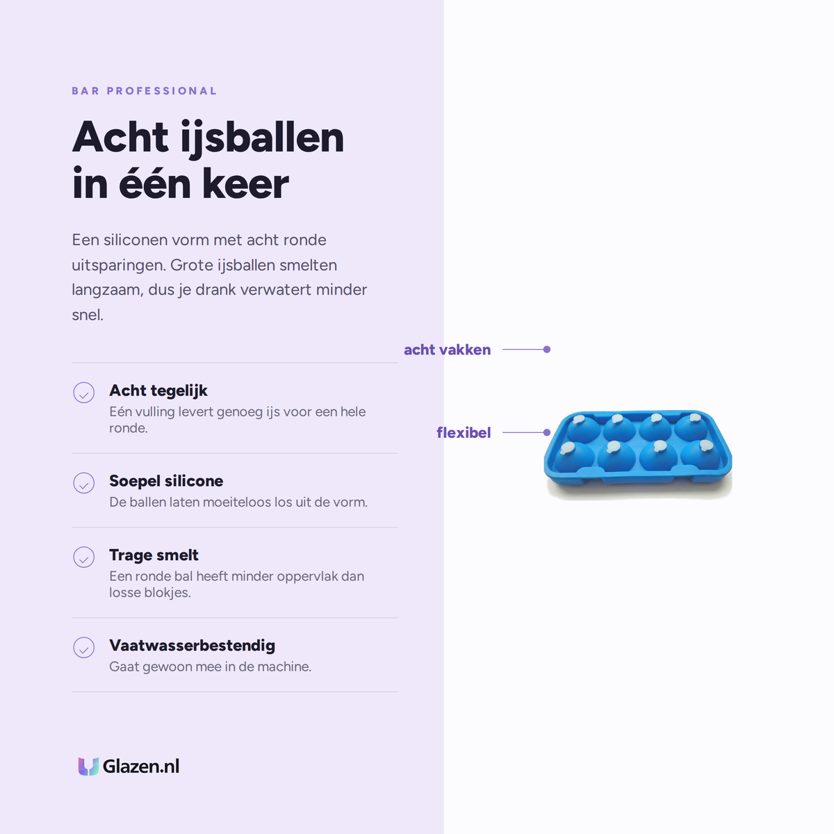 Bar Professional IJsballenvorm Siliconen Blauw 4,5 cm eigenschappen