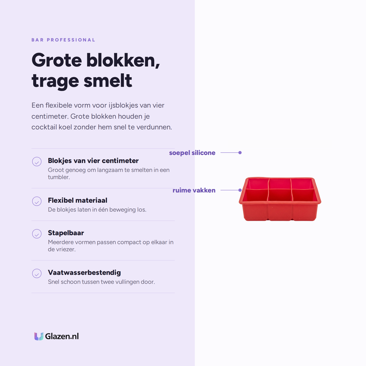 Bar Professional IJsblokjesvorm Rood 4cm eigenschappen