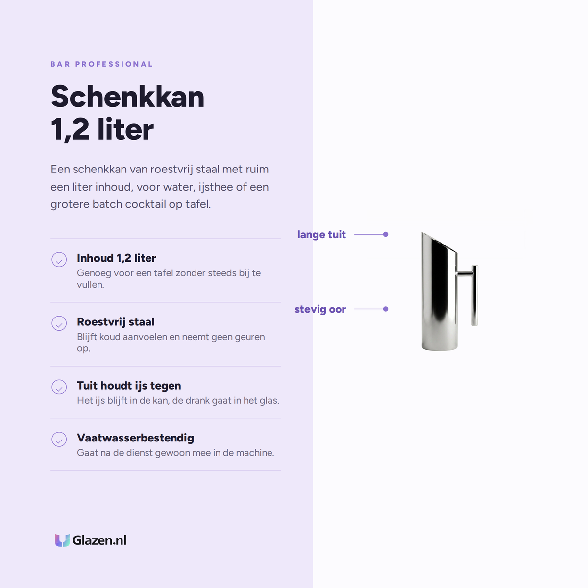 Eigenschappen van de Bar Professional Schenkkan RVS 120 Cl