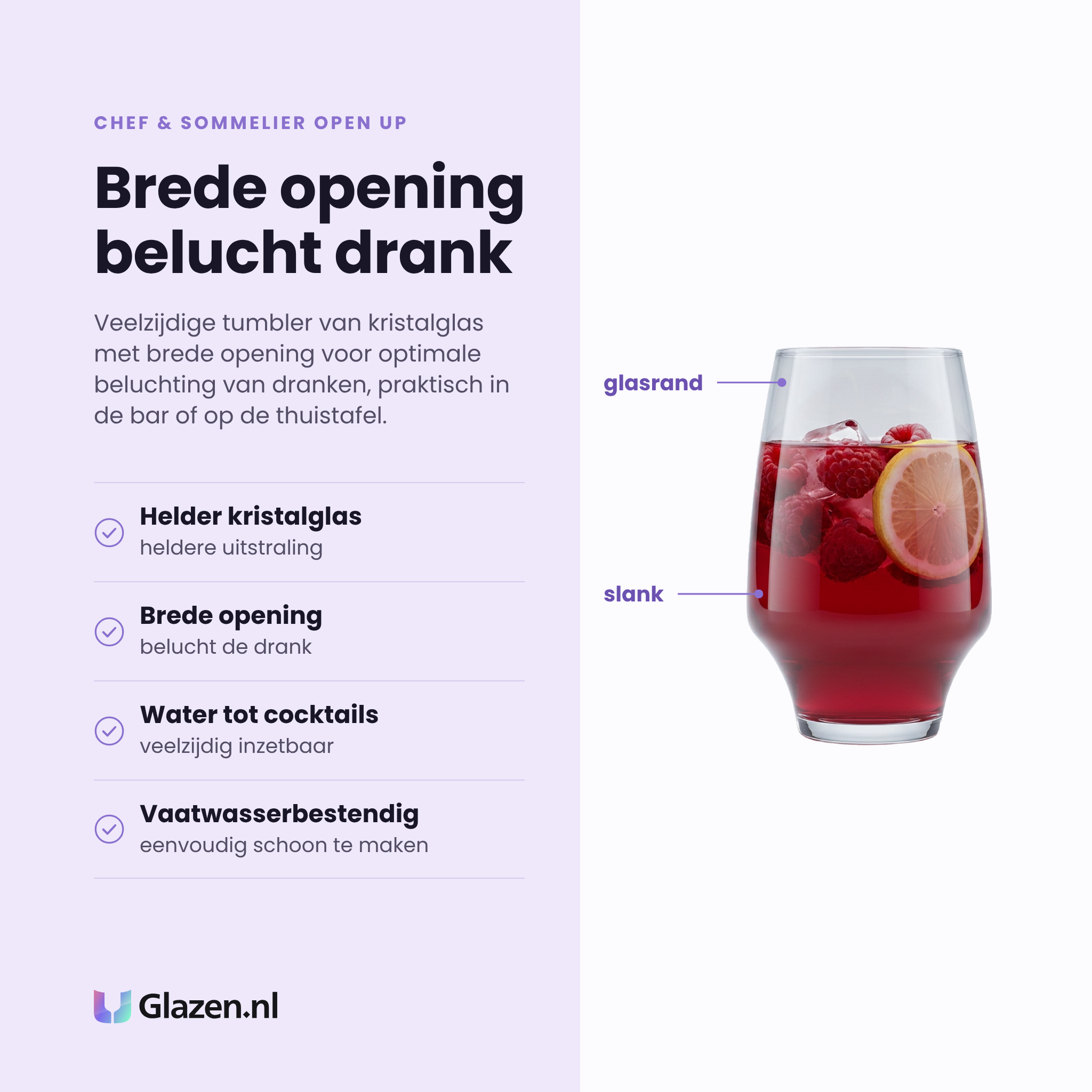 Chef & Sommelier Open Up tumbler 35 cl eigenschappen: helder kristalglas, brede opening, veelzijdig inzetbaar, vaatwasserbestendig