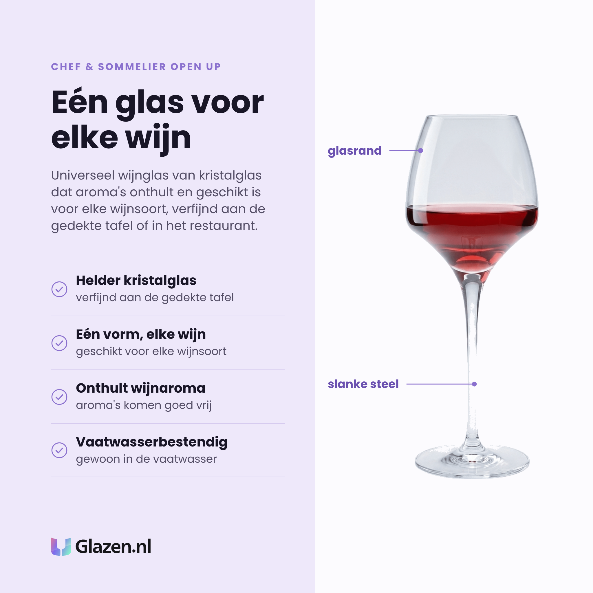 Chef & Sommelier Open Up wijnglas 40 cl eigenschappen: helder kristalglas, één vorm voor elke wijn, onthult wijnaroma, vaatwasserbestendig