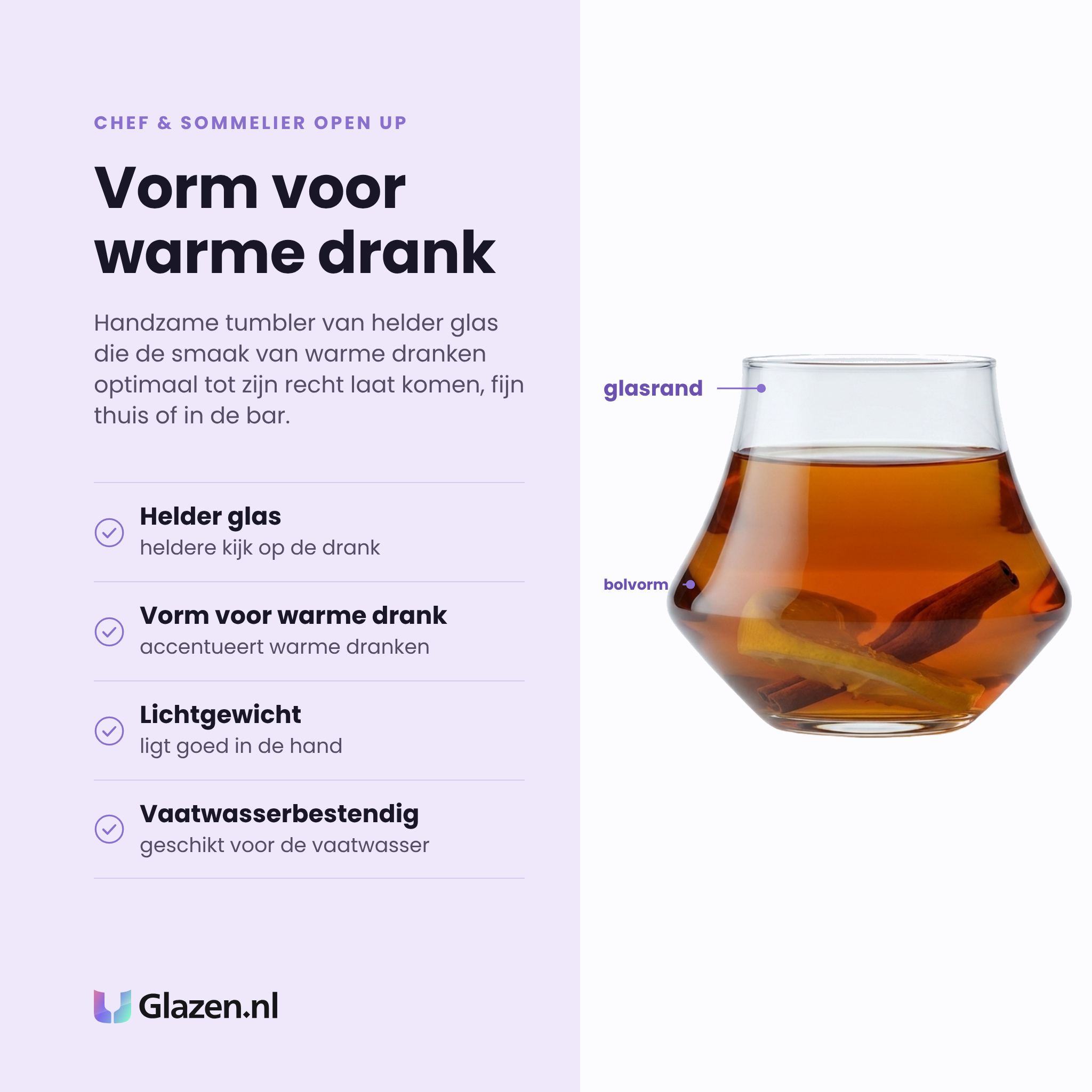 Chef & Sommelier Open Up Warm tumbler 29 cl eigenschappen: helder glas, vorm voor warme dranken, lichtgewicht, vaatwasserbestendig