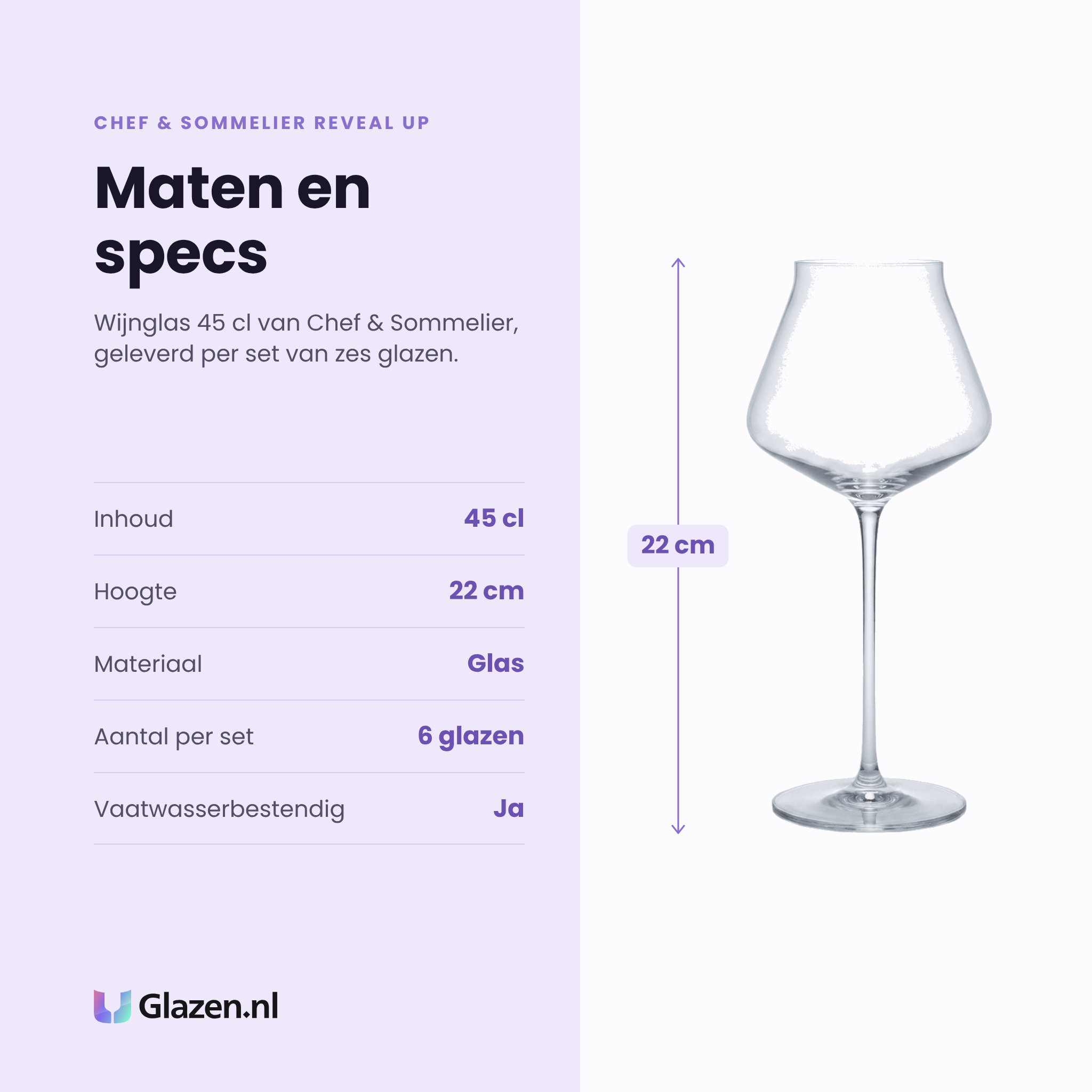 Chef & Sommelier Reveal Up Intense wijnglas 45 cl specificaties: inhoud 45 cl, hoogte 22 cm, glas, set van 6
