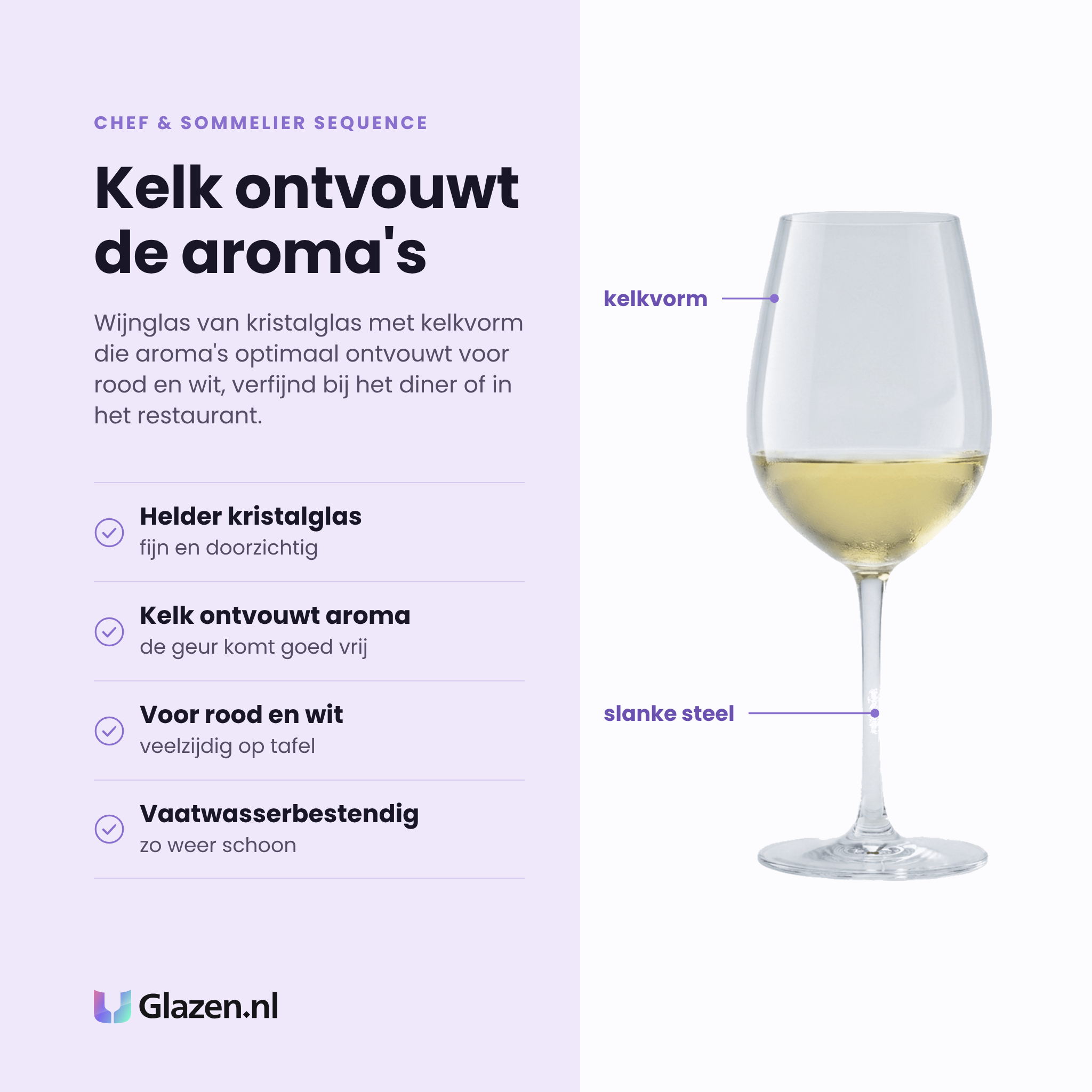 Chef & Sommelier Sequence wijnglas 35 cl eigenschappen: helder kristalglas, kelk ontvouwt aroma, voor rood en wit, vaatwasserbestendig