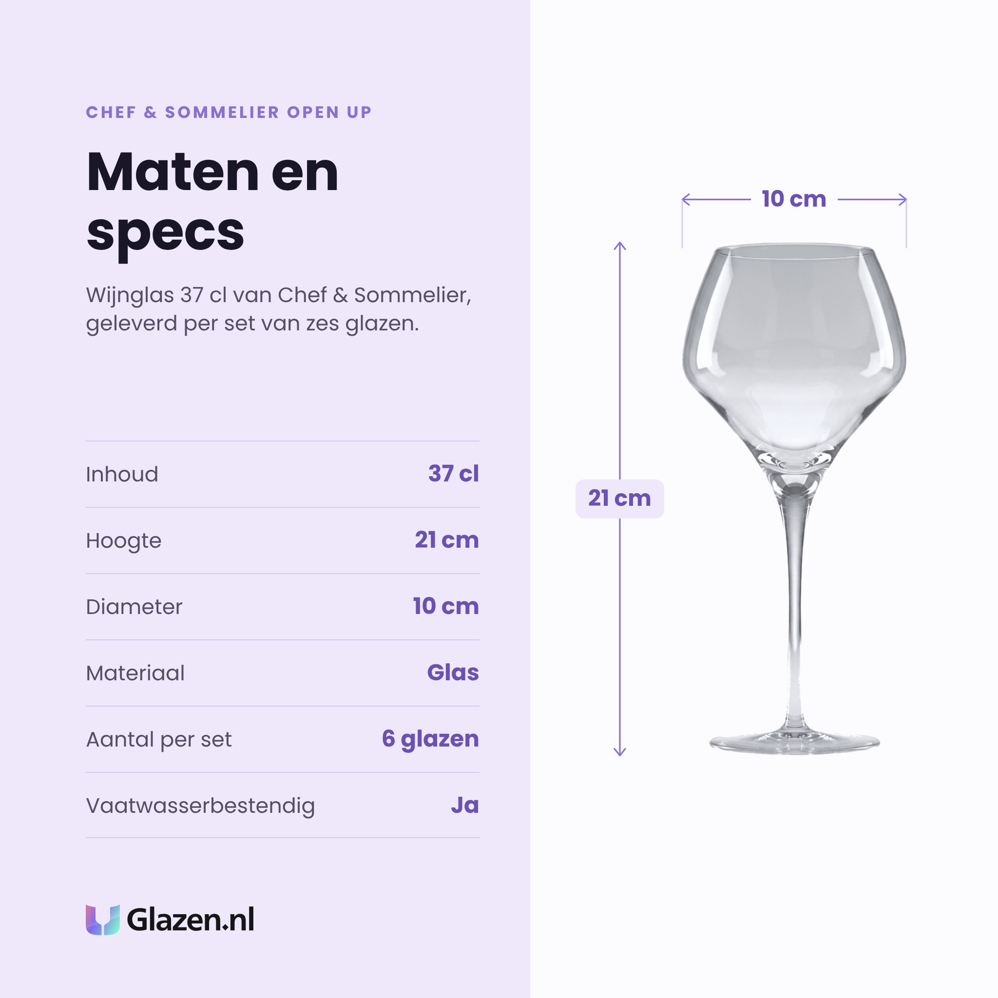 Chef & Sommelier Open Up Round wijnglas 37 cl specificaties: inhoud 37 cl, hoogte 21 cm, diameter 10 cm, glas, set van 6