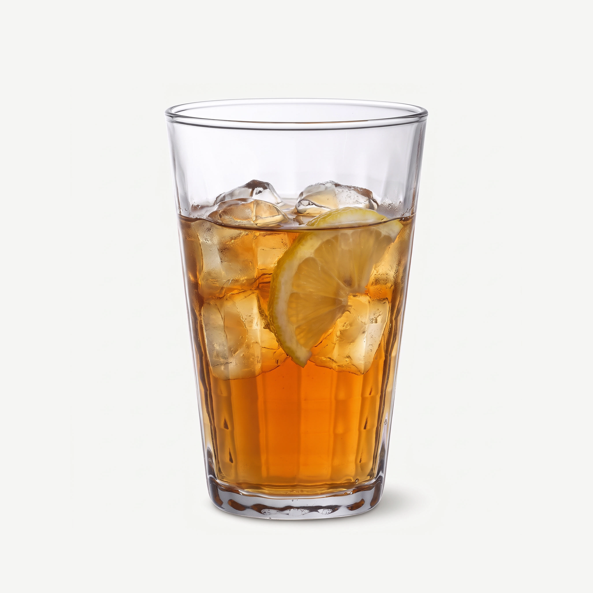 Duralex Prisme Longdrinkglas 33 Cl gevuld met ijsthee met citroen