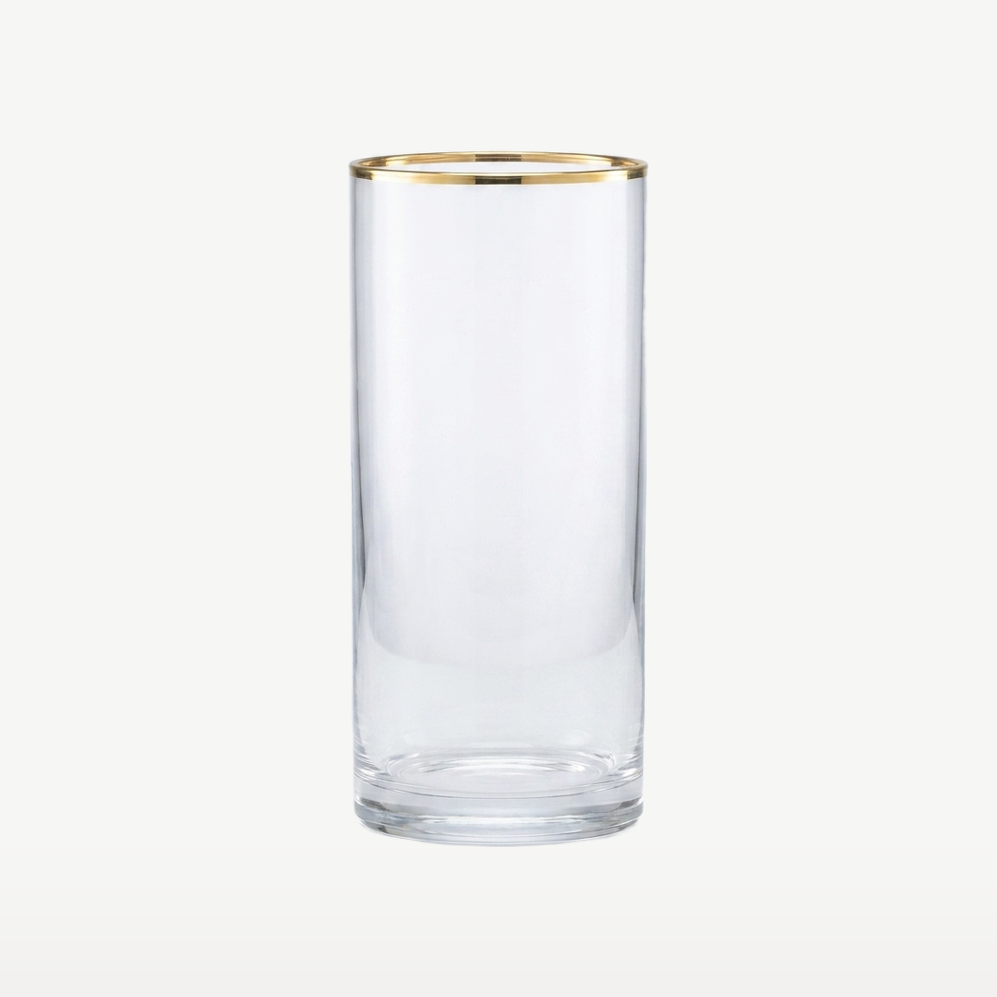 J-Line Waterglas 45 Cl Cilinder Hoog Gouden Rand Transparant/Goud - Glazen.nl
