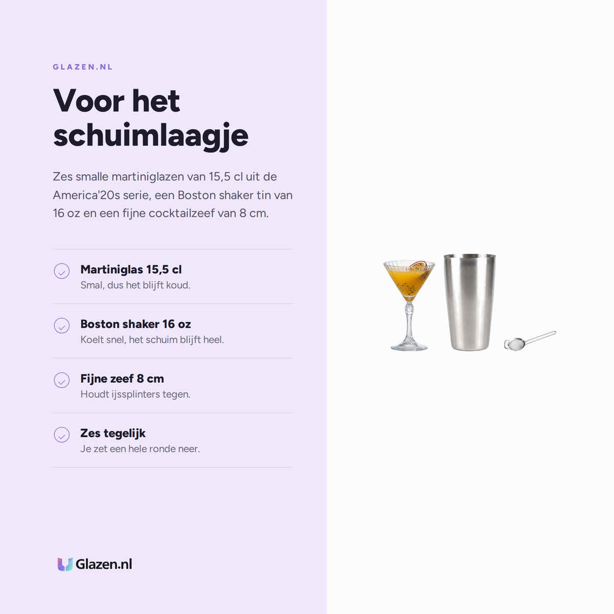 Eigenschappen van de Espresso Martini Box 8-Delig (6 Martiniglazen, Shaker & Zeef)
