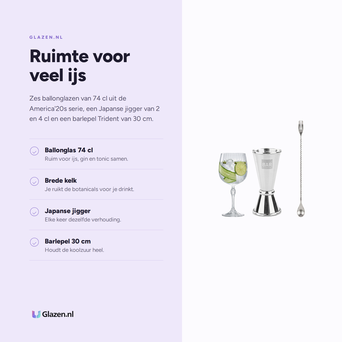 Eigenschappen van de Gin Tonic Box 8-Delig (6 Ballonglazen, Jigger & Barlepel)