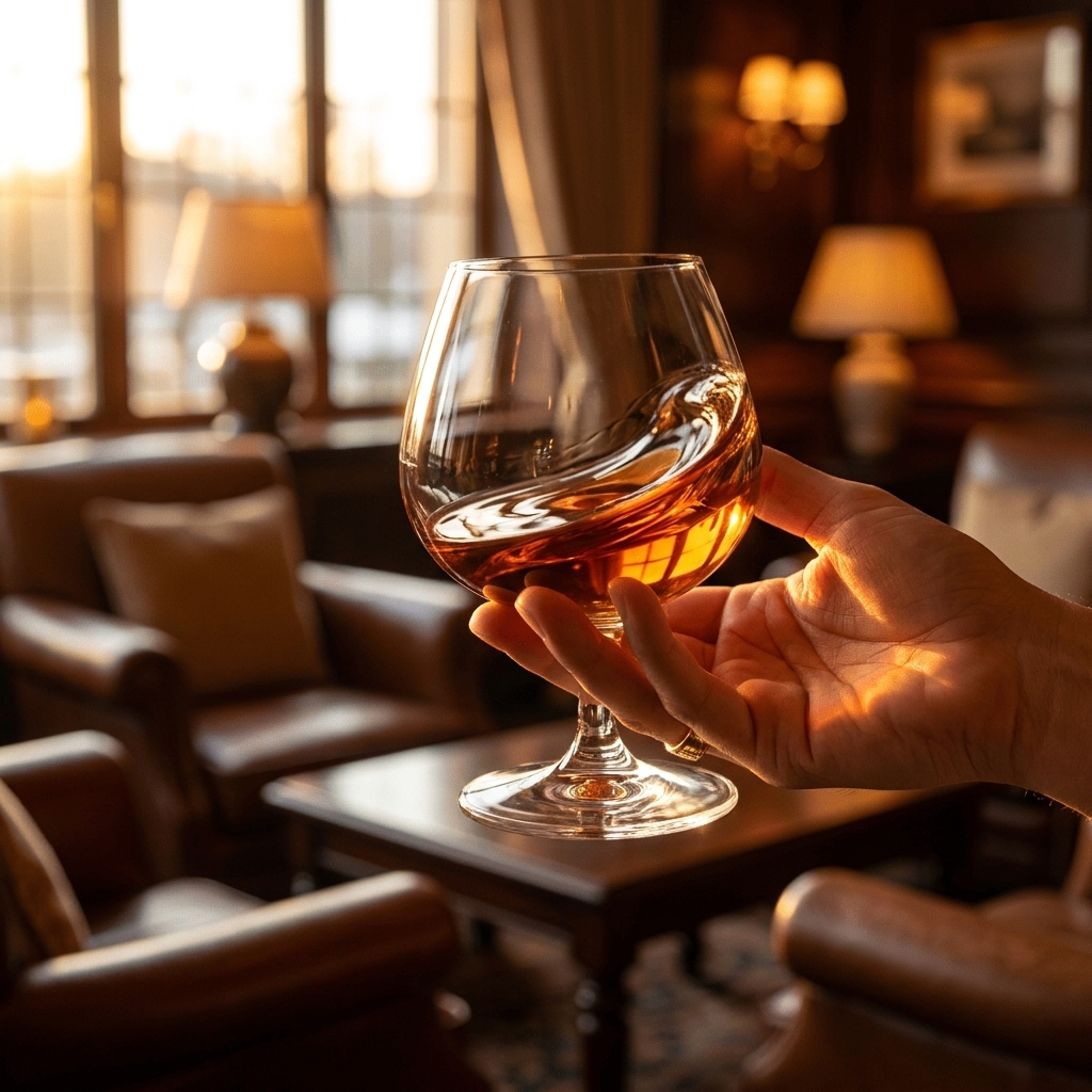 Hand walst cognac in Bormioli Rocco Premium cognacglas