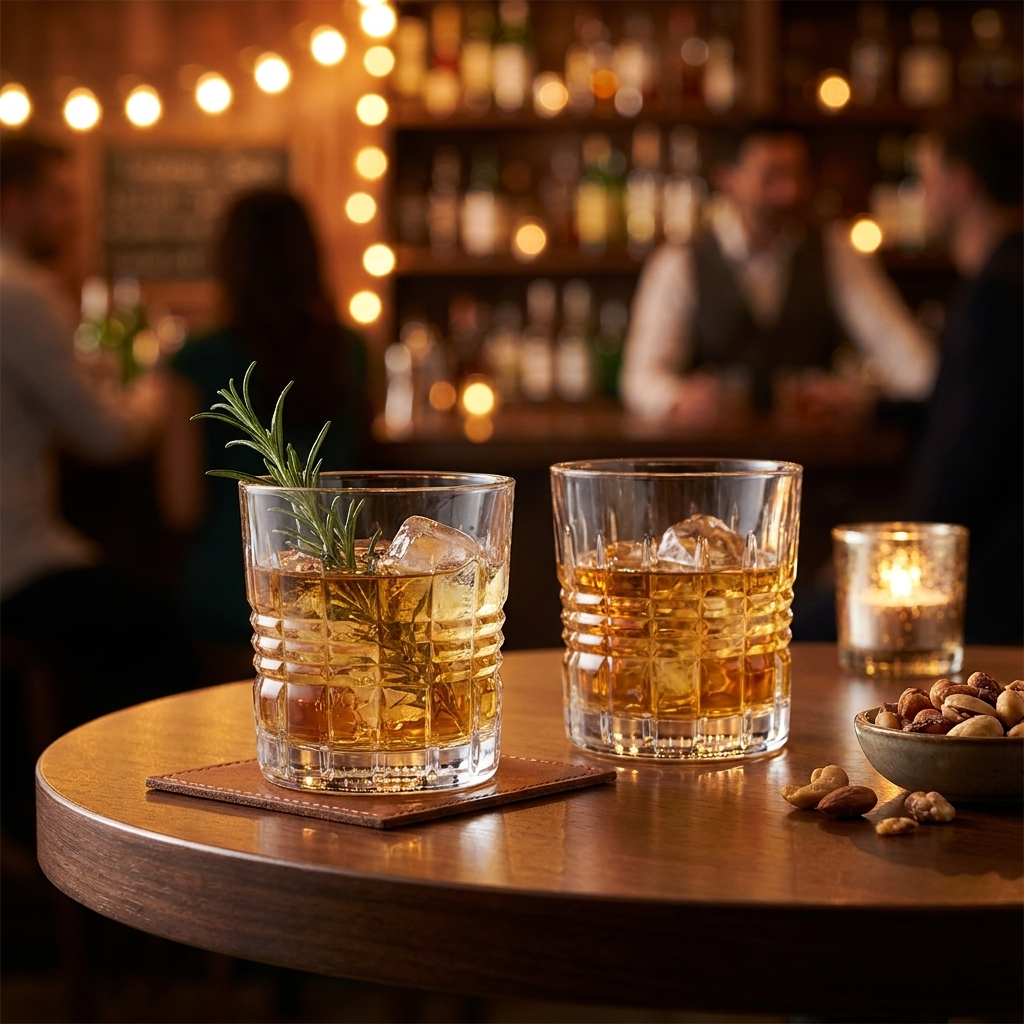 Arcoroc Old Square tumblers met cocktails op loungetafel