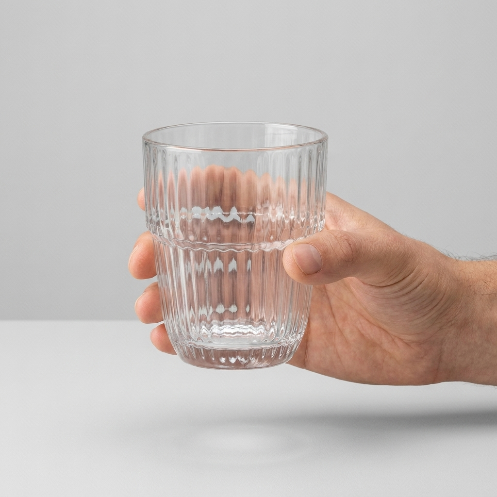 Bormioli Rocco Barshine tumbler 39,5 cl in hand voor formaatindicatie