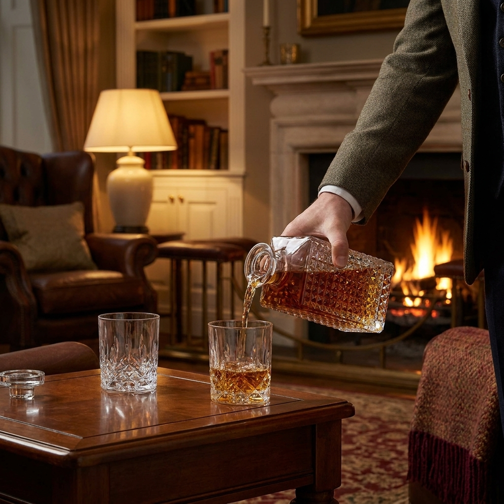 Whisky inschenken uit Luigi Bormioli Mixology decanteerkaraf