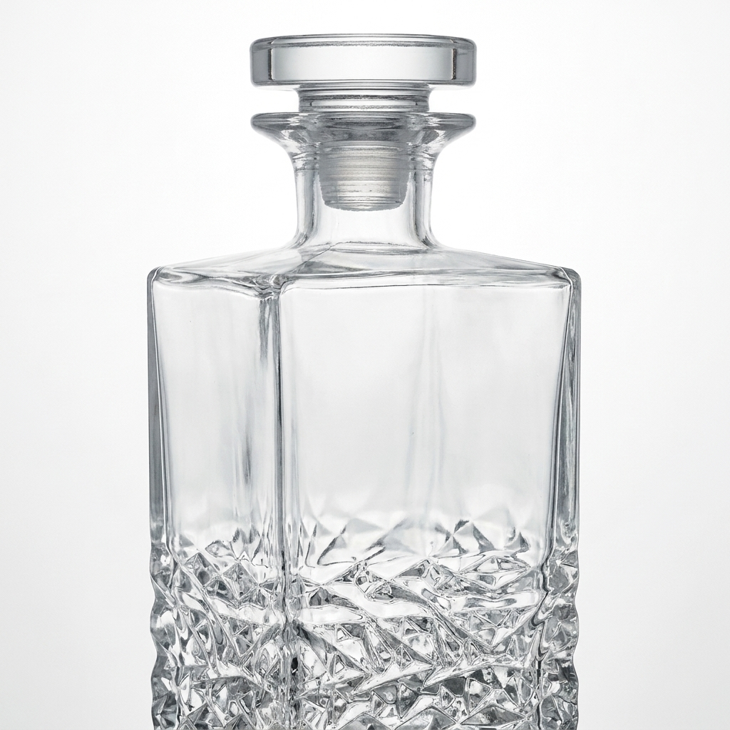 Detail close-up van textuur Luigi Bormioli Mixology Textures decanteerkaraf