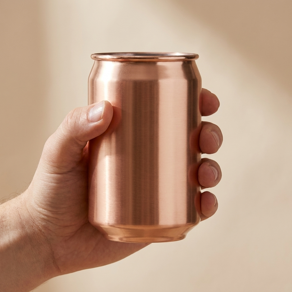 Speakeasy Cola Mug cocktailbeker 50 cl koper in hand voor formaatindicatie