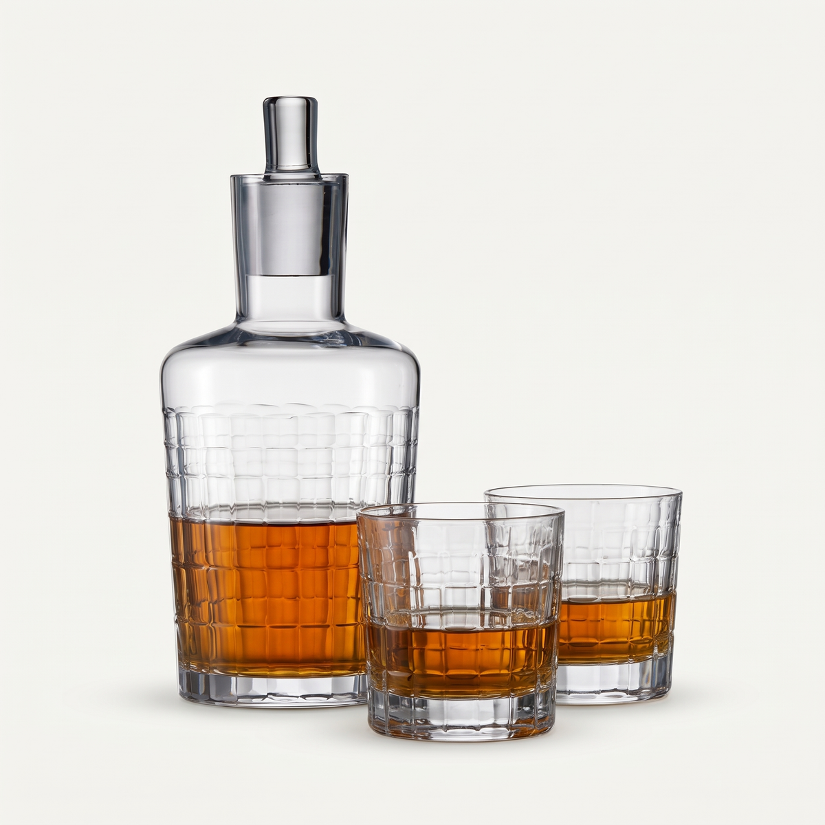 Zwiesel Glas Bar Premium No. 1 whiskyset met karaf en twee tumblers gevuld met whisky